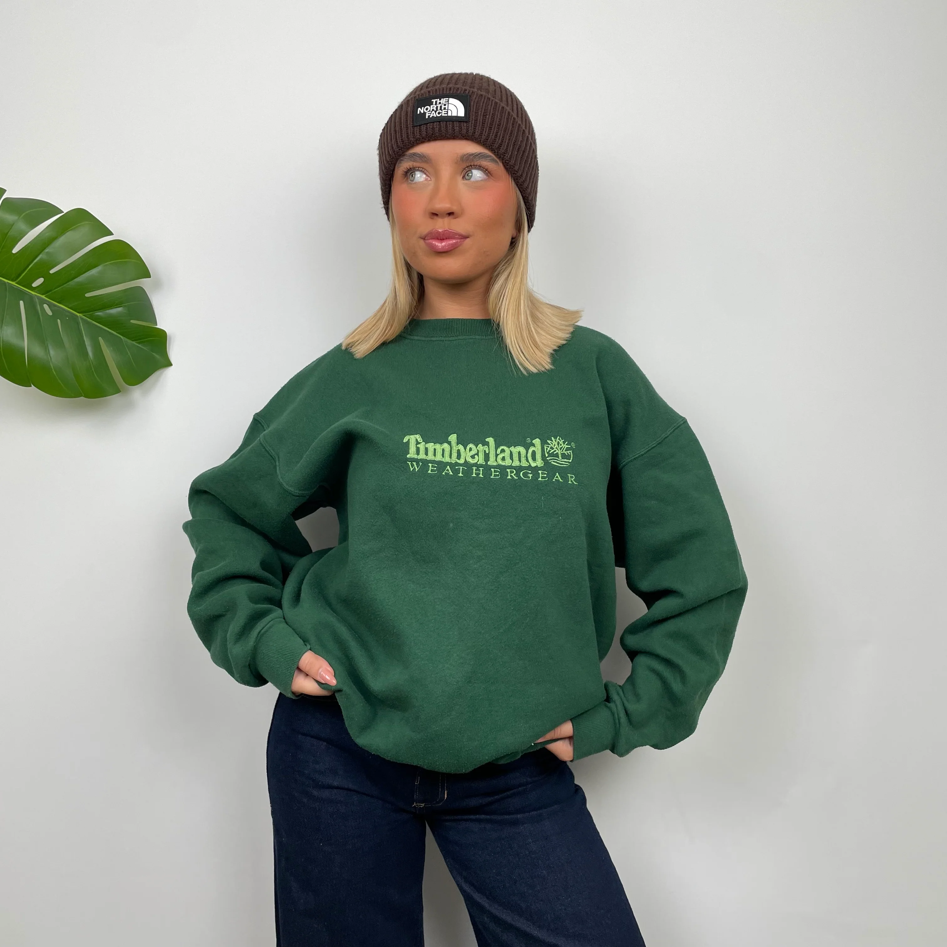 Timberland Green Embroidered Spell Out Sweatshirt (M) - Image 4