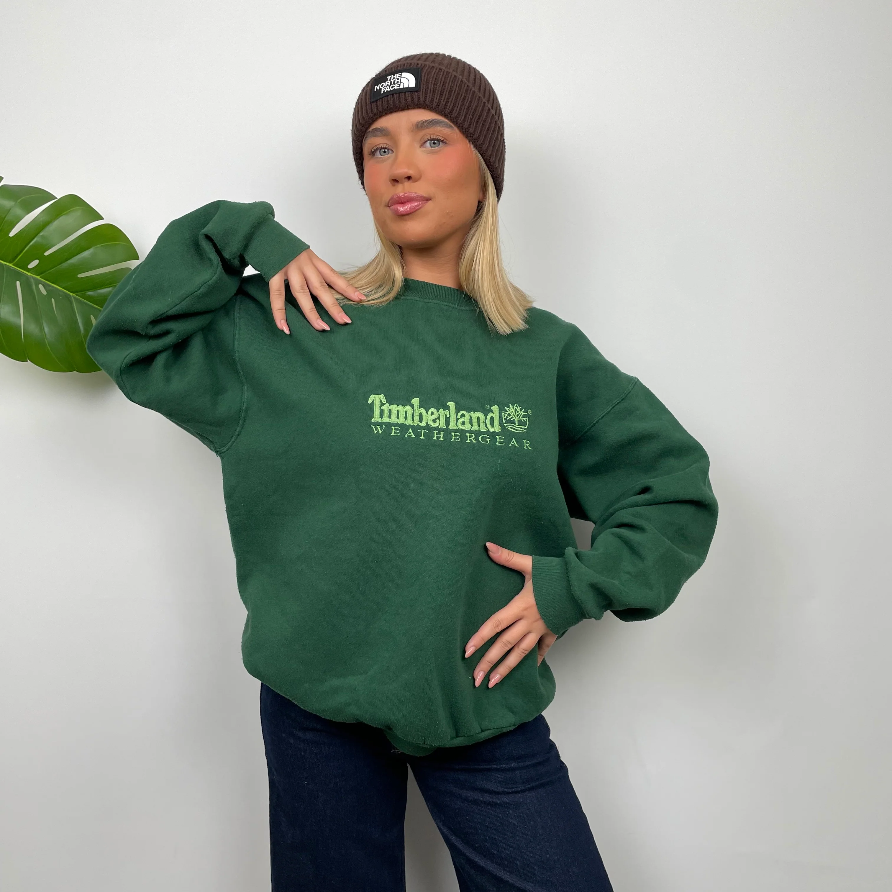 Timberland Green Embroidered Spell Out Sweatshirt (M) - Image 5