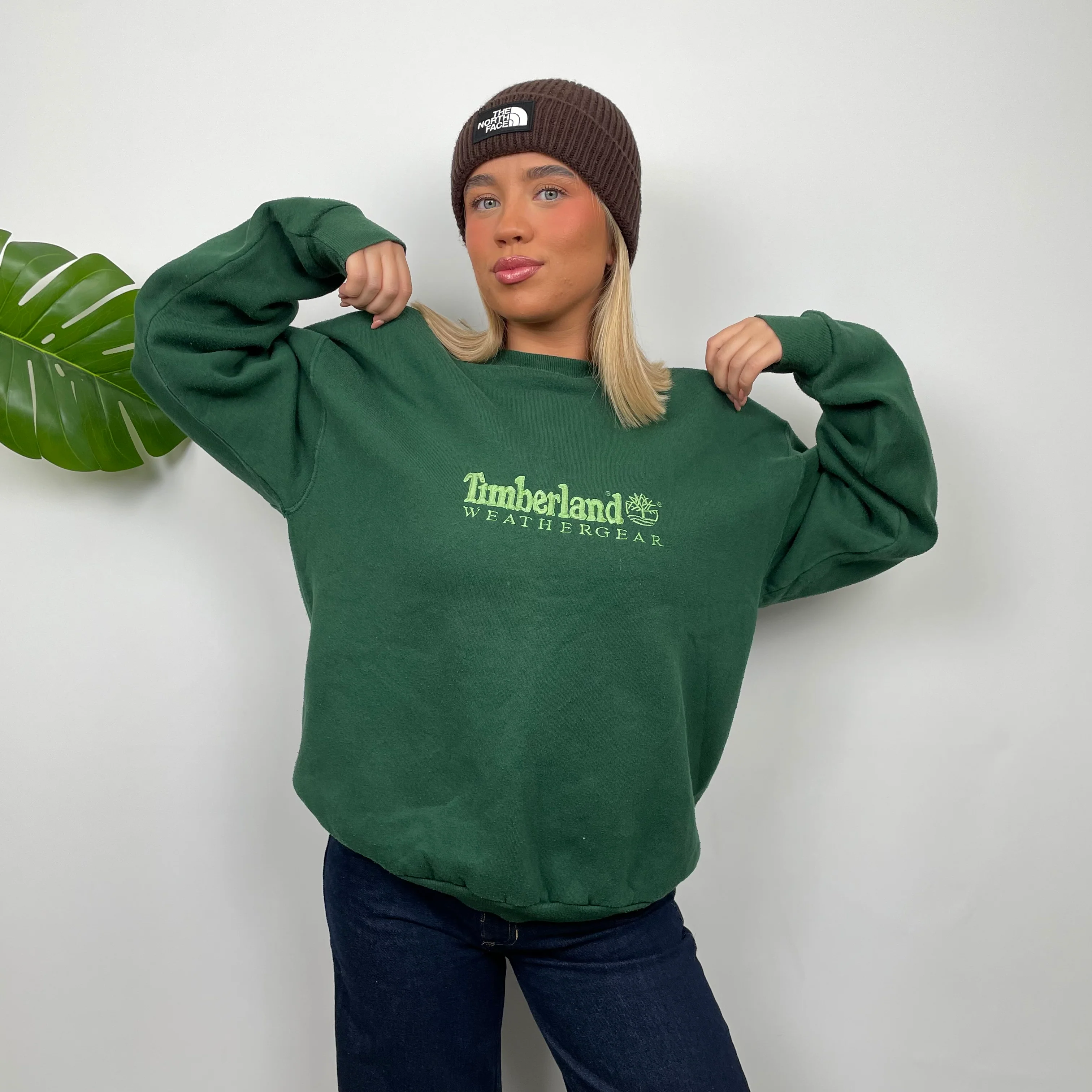 Timberland Green Embroidered Spell Out Sweatshirt (M) - Image 6