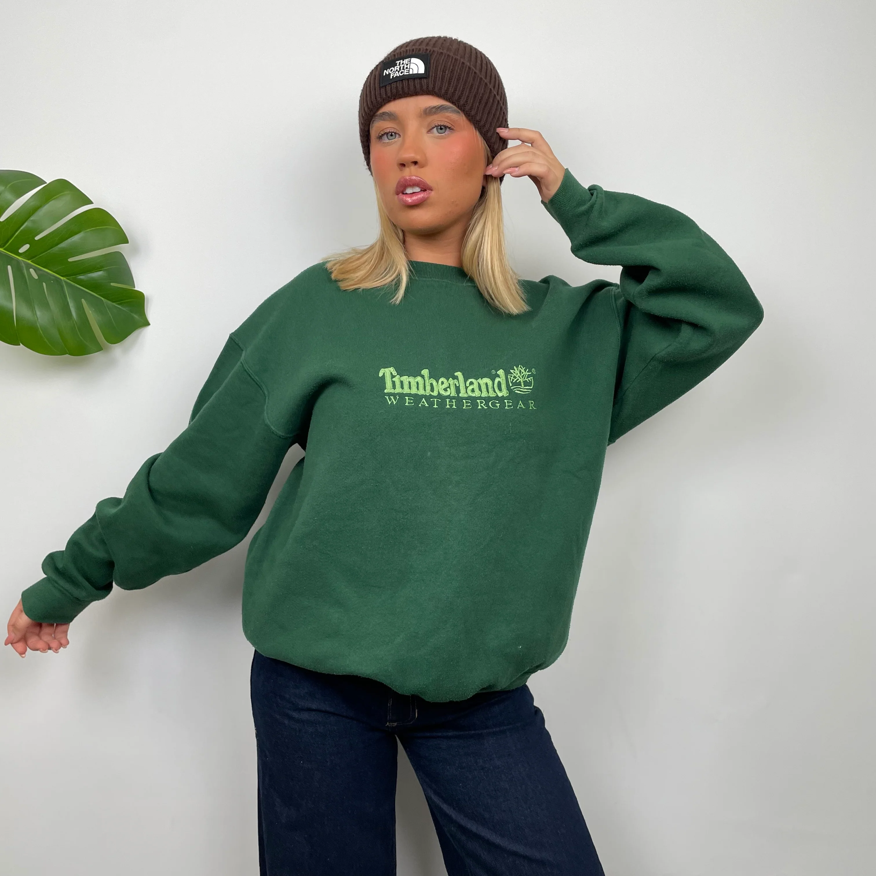 Timberland Green Embroidered Spell Out Sweatshirt (M) - Image 7