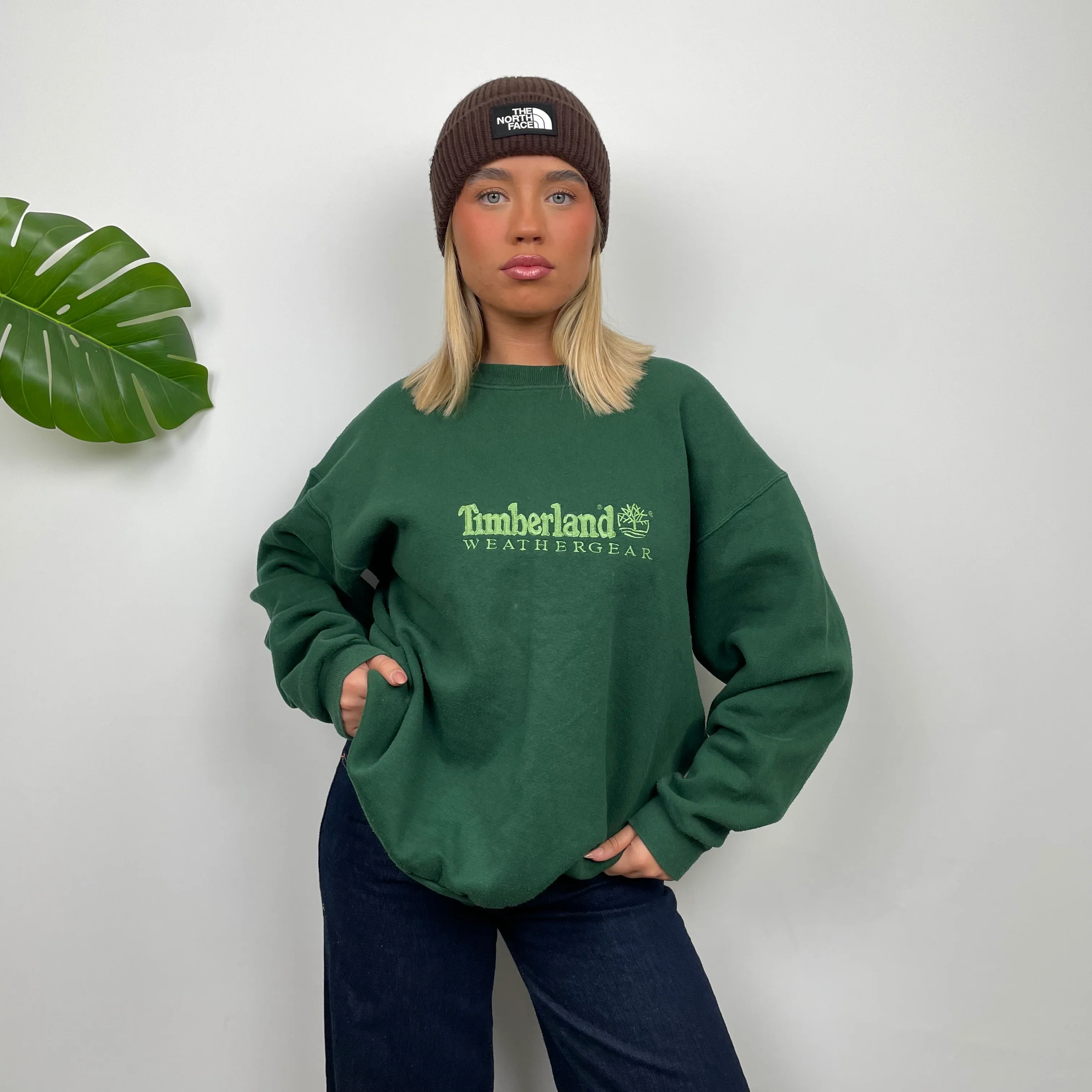 Timberland Green Embroidered Spell Out Sweatshirt (M) - Image 9