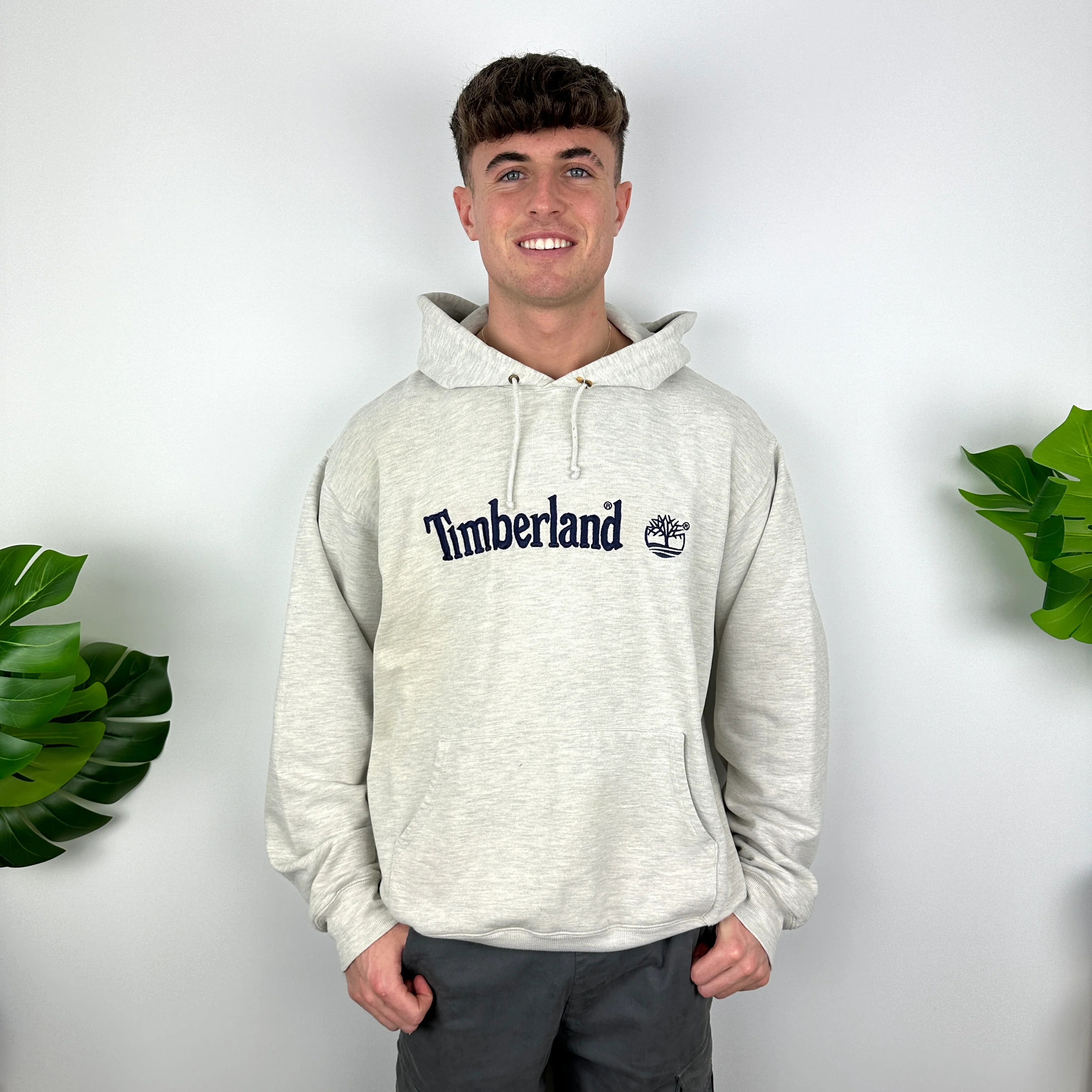 Timberland Grey Embroidered Spell Out Hoodie (L) - Image 4