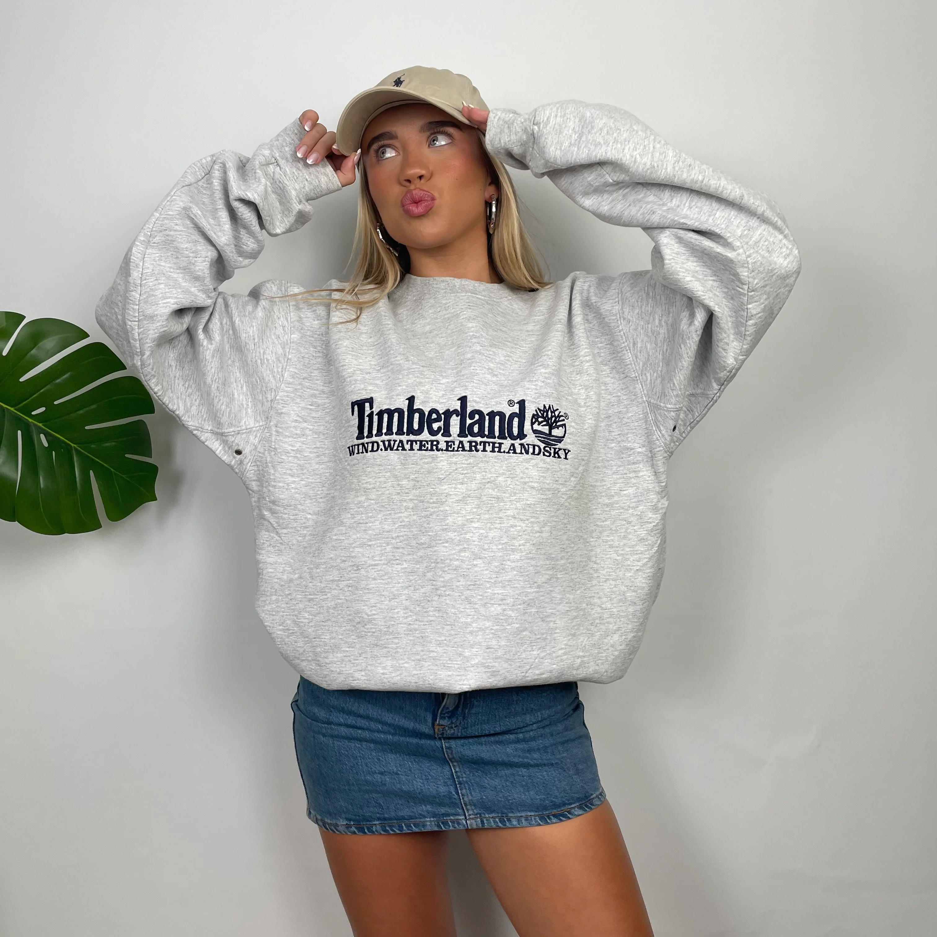 Timberland Grey Embroidered Spell Out Sweatshirt (L) - Image 2