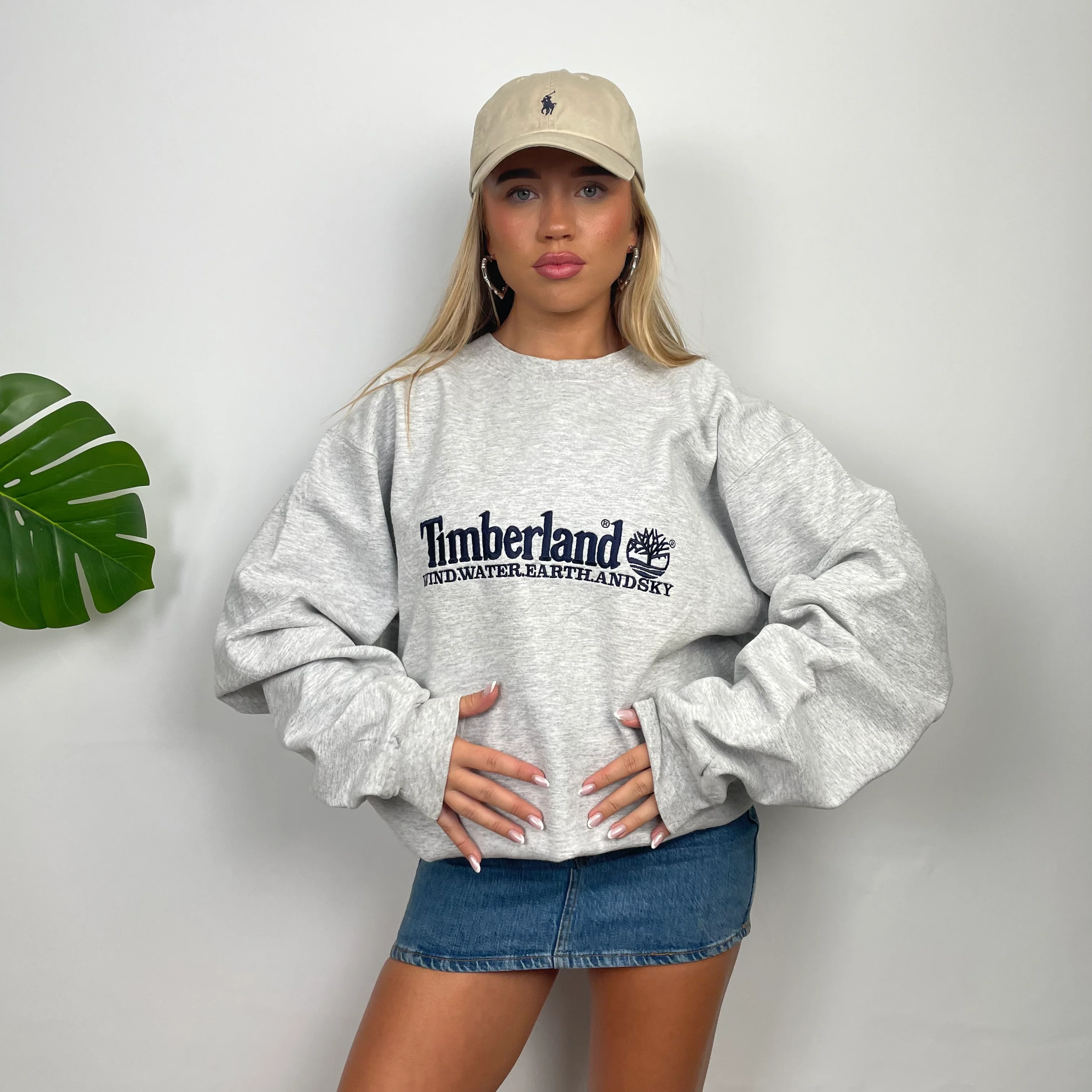 Timberland Grey Embroidered Spell Out Sweatshirt (L) - Image 3