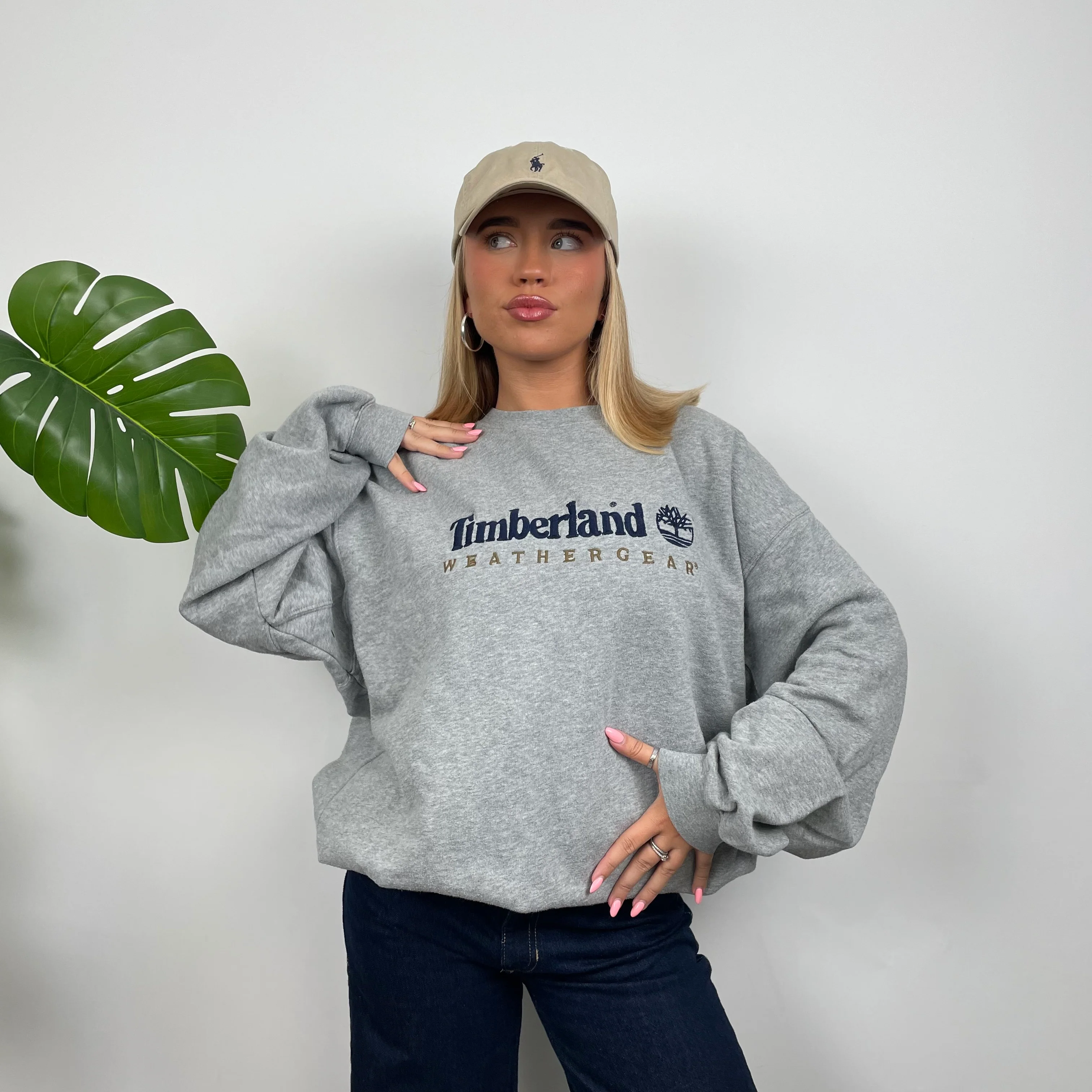 Timberland Grey Embroidered Spell Out Sweatshirt (XXL) - Image 3