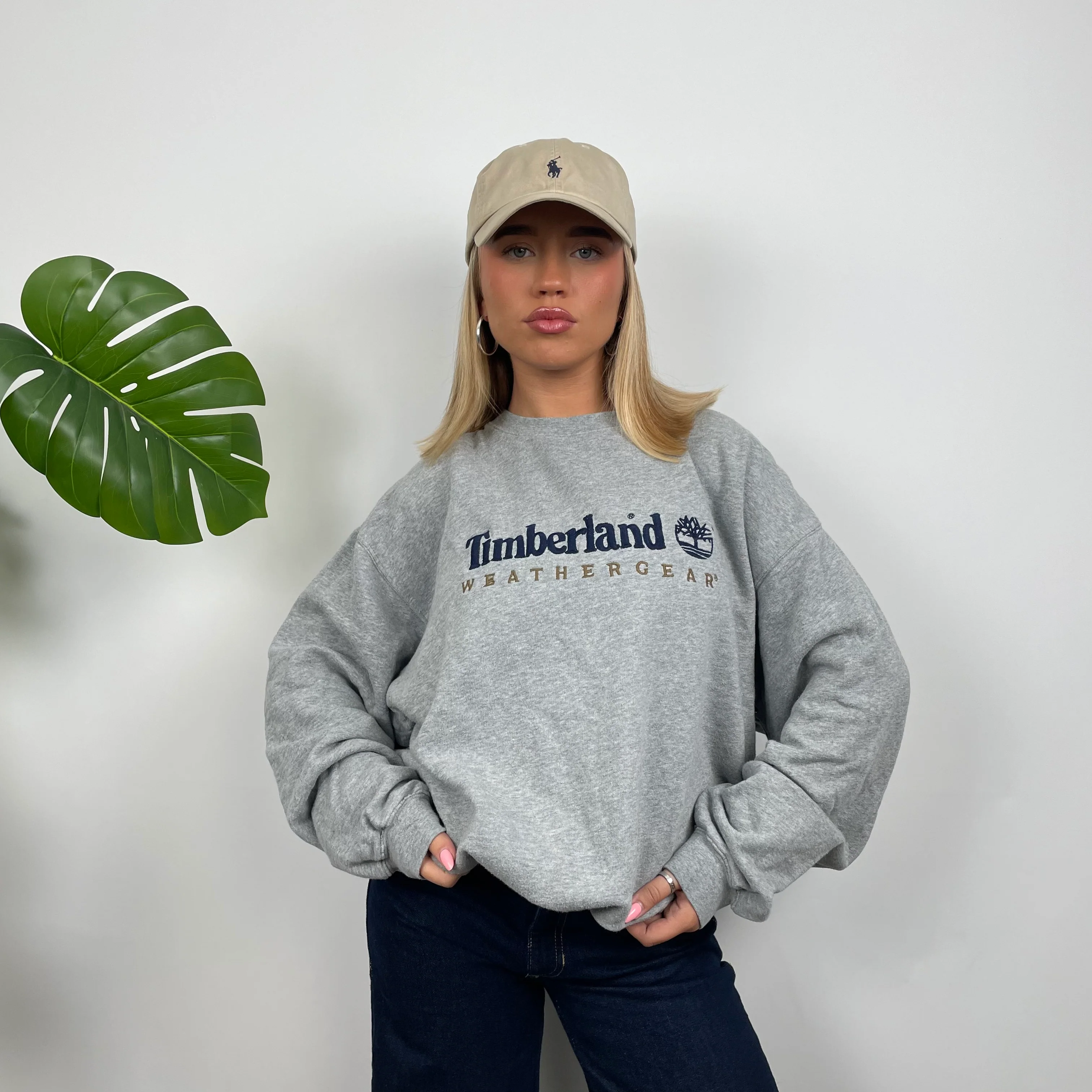 Timberland Grey Embroidered Spell Out Sweatshirt (XXL) - Image 4