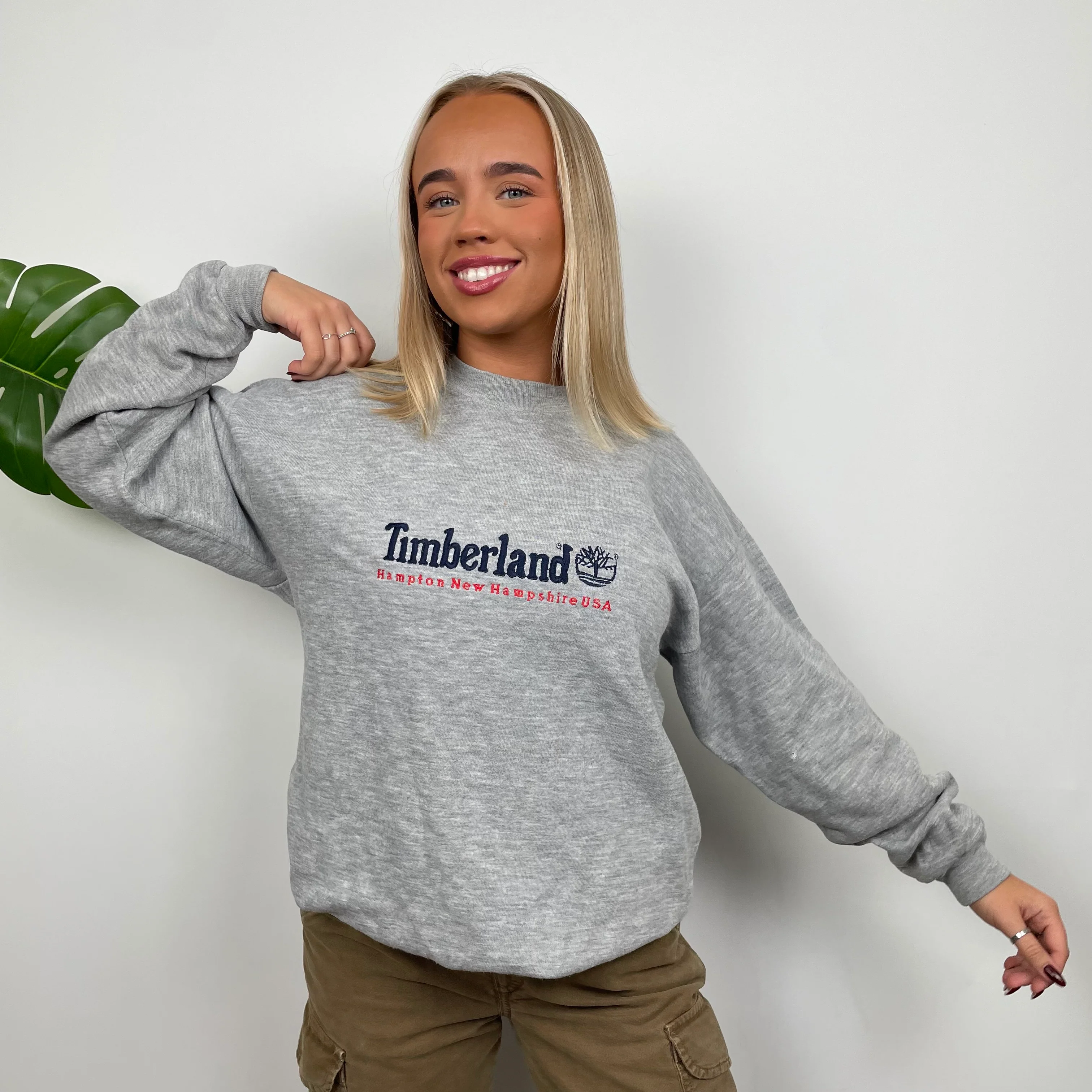 Timberland Grey Embroidered Spell Out Sweatshirt (M) - Image 2
