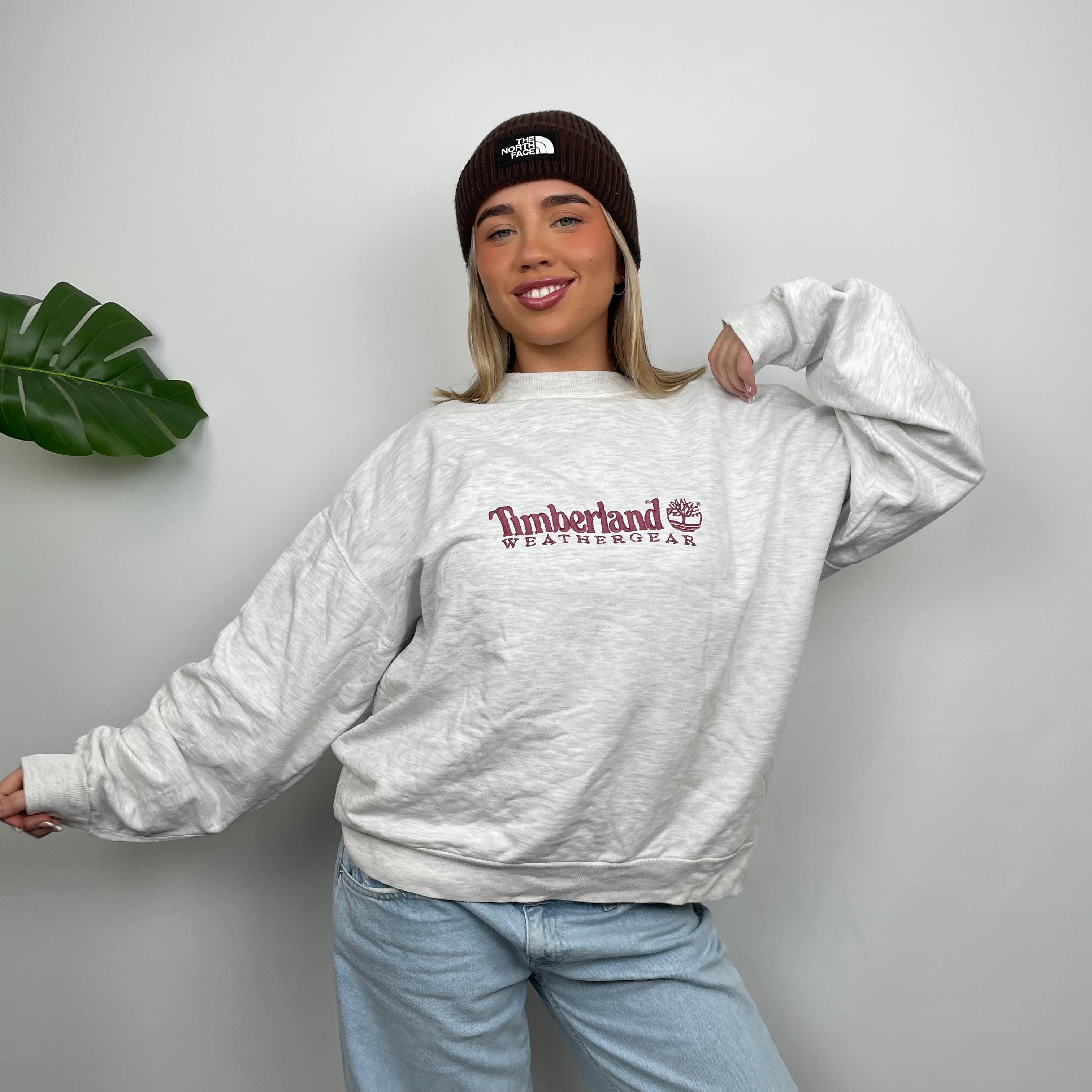 Timberland Grey Embroidered Spell Out Sweatshirt (M) - Image 2