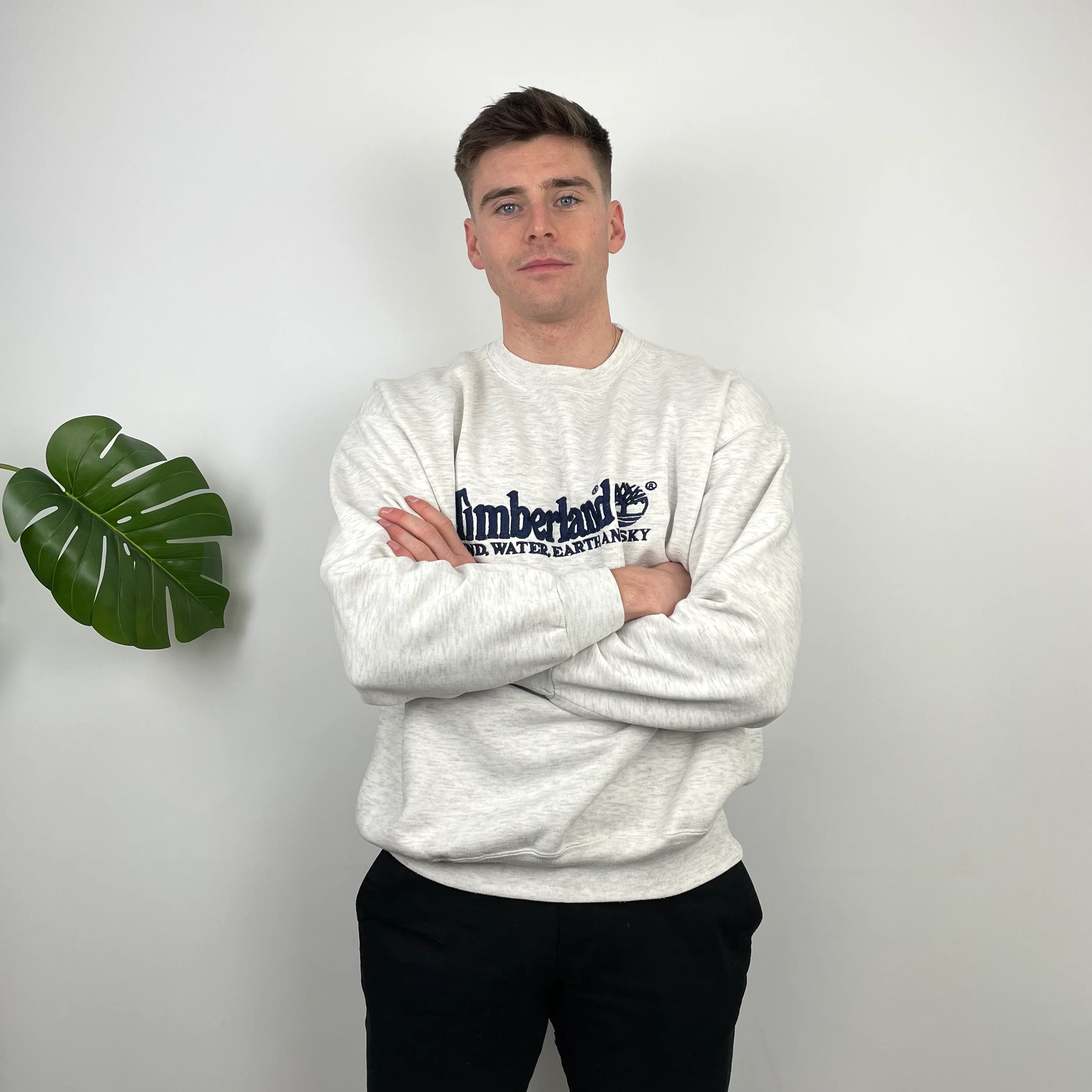 Timberland Grey Embroidered Spell Out Sweatshirt (L) - Image 2