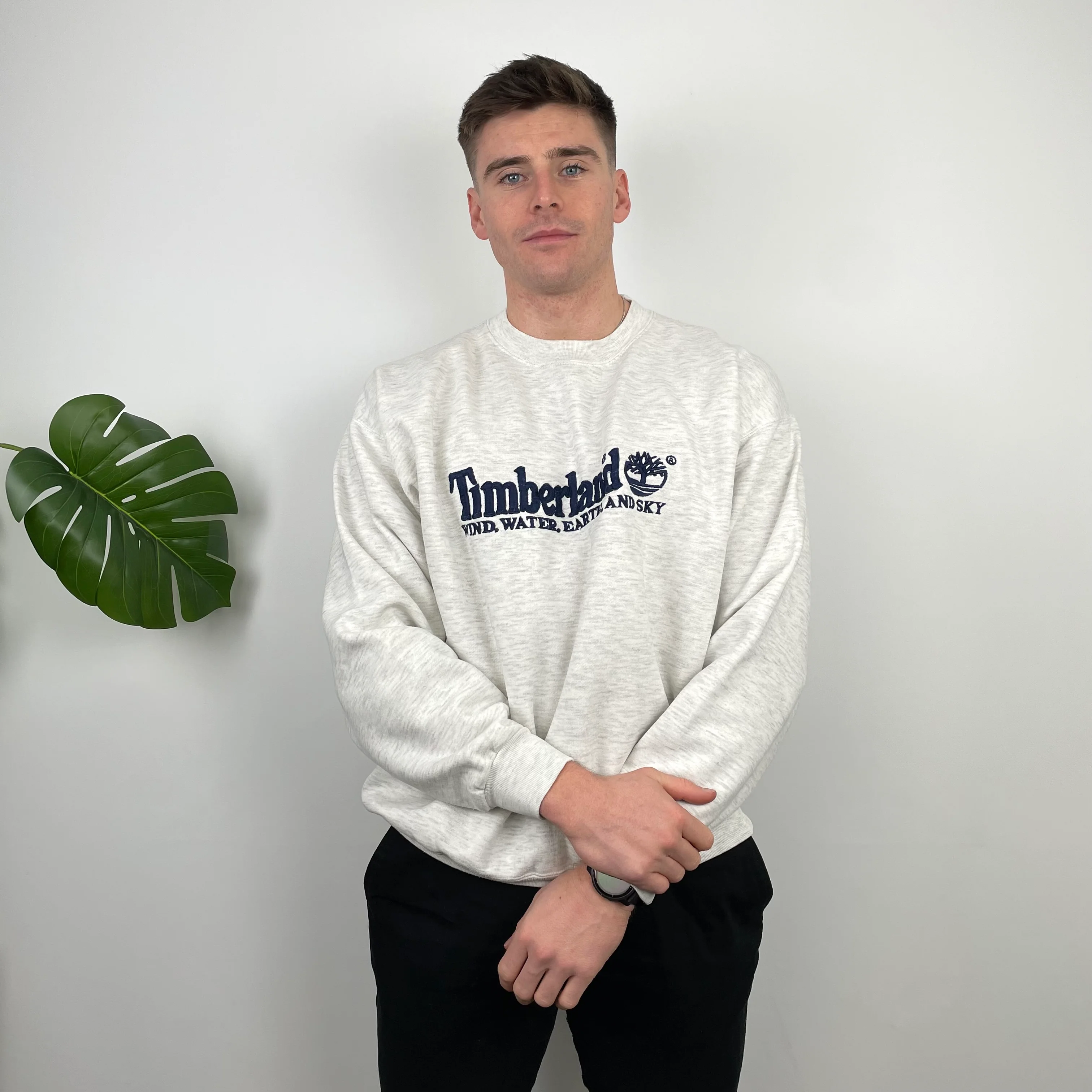 Timberland Grey Embroidered Spell Out Sweatshirt (L) - Image 3