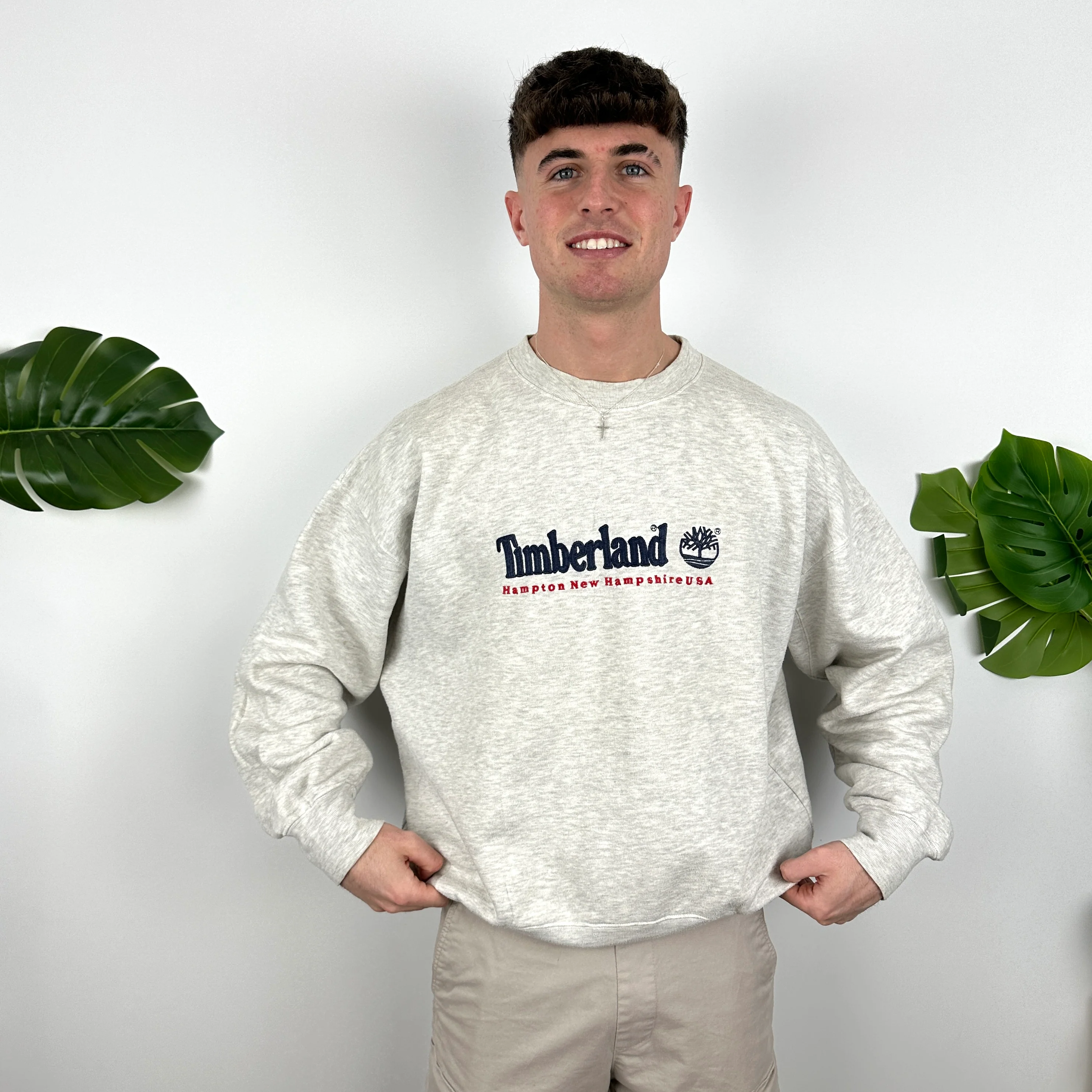 Timberland Grey Embroidered Spell Out Sweatshirt (M)