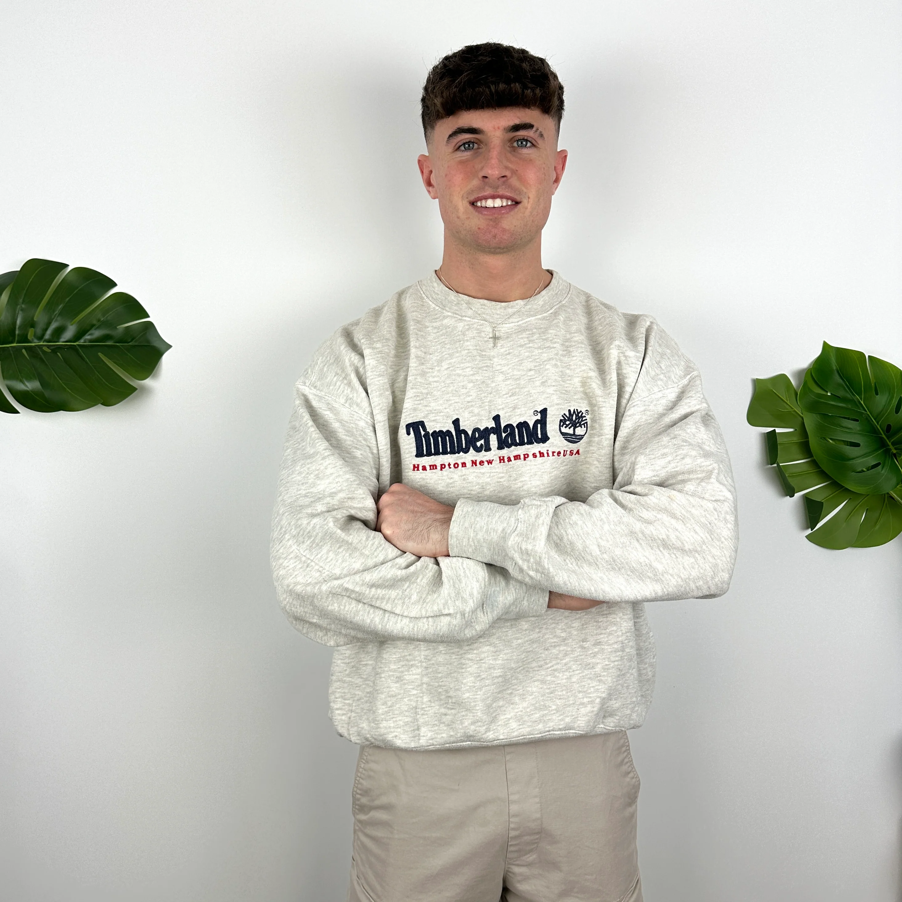 Timberland Grey Embroidered Spell Out Sweatshirt (M) - Image 2