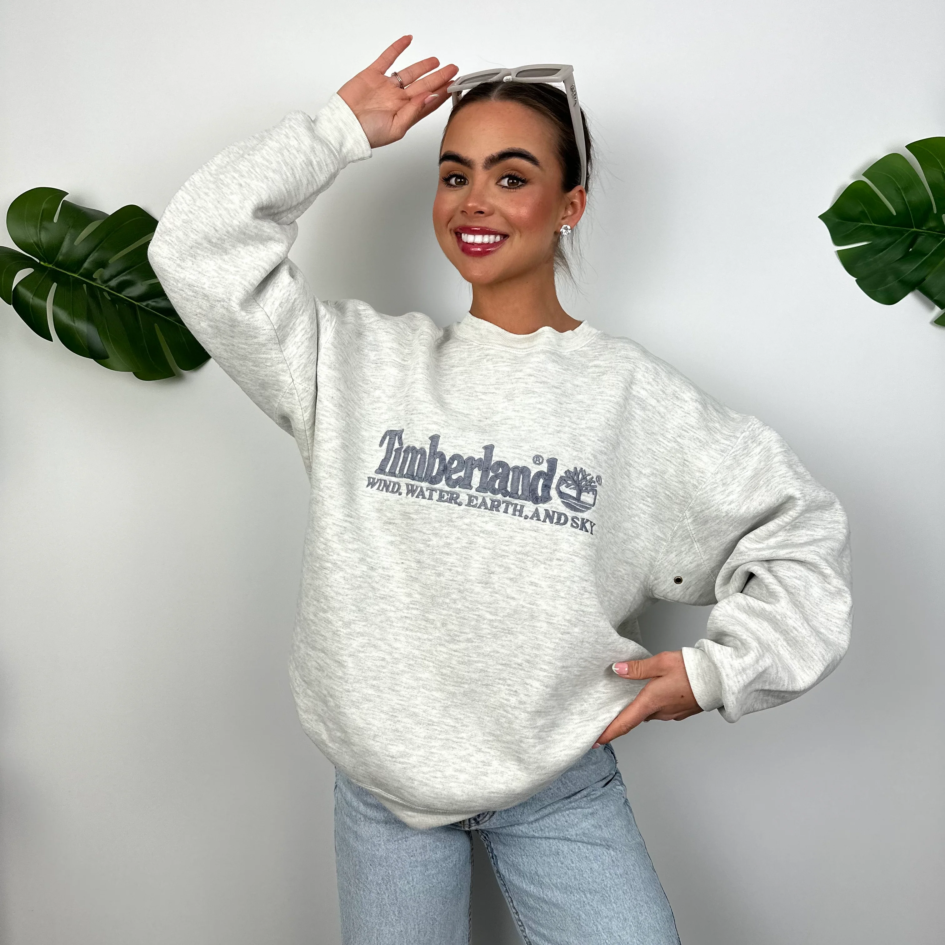 Timberland Grey Embroidered Spell Out Sweatshirt (M) - Image 2