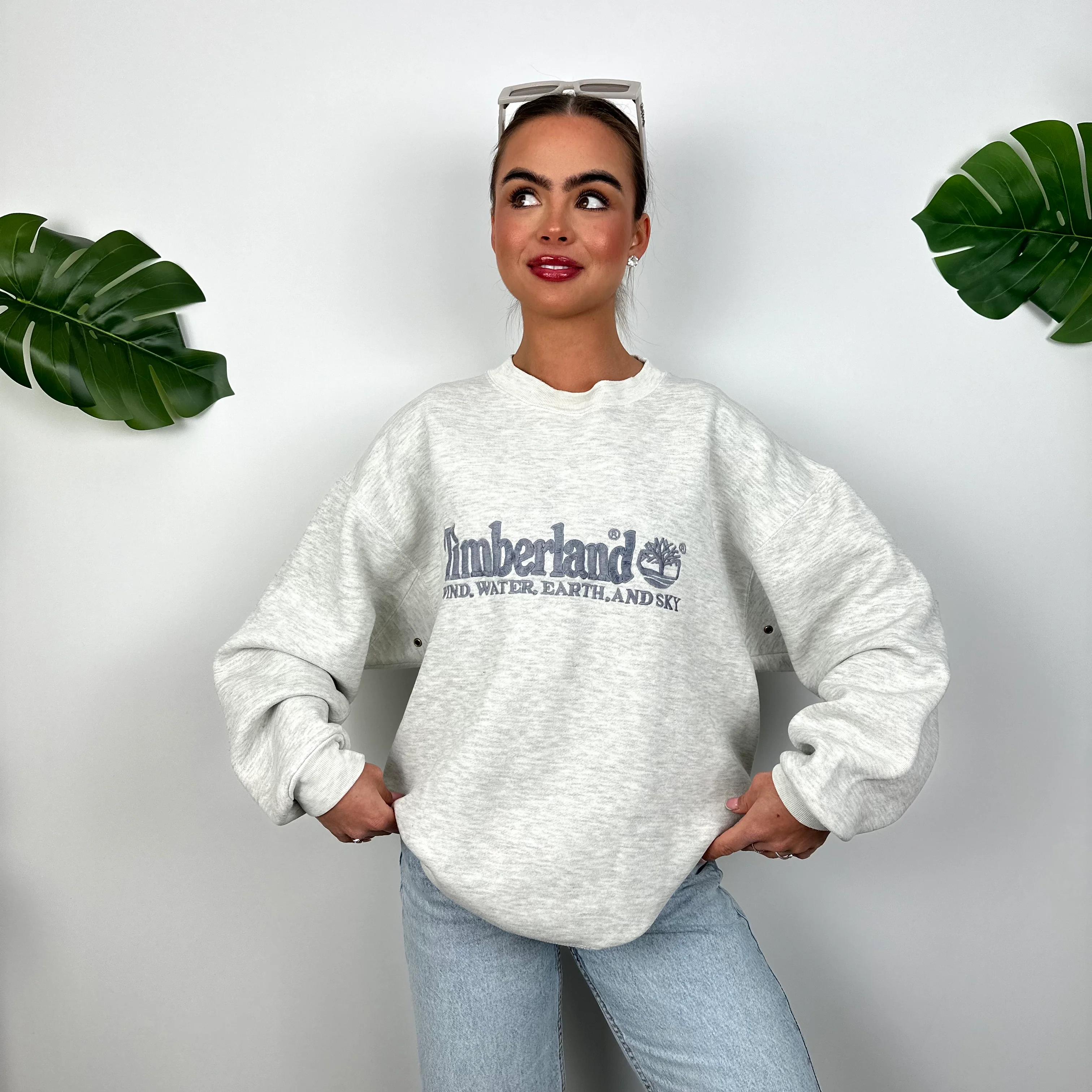 Timberland Grey Embroidered Spell Out Sweatshirt (M) - Image 3