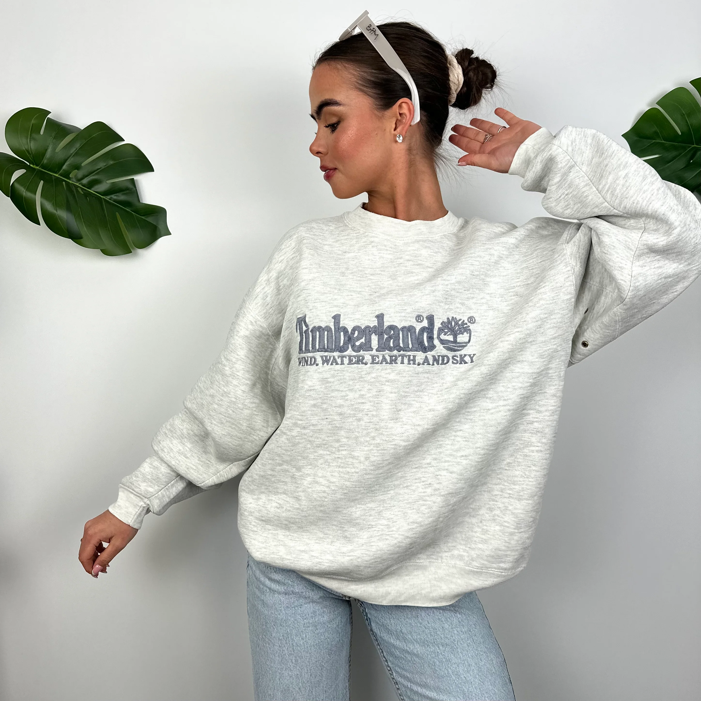 Timberland Grey Embroidered Spell Out Sweatshirt (M) - Image 4