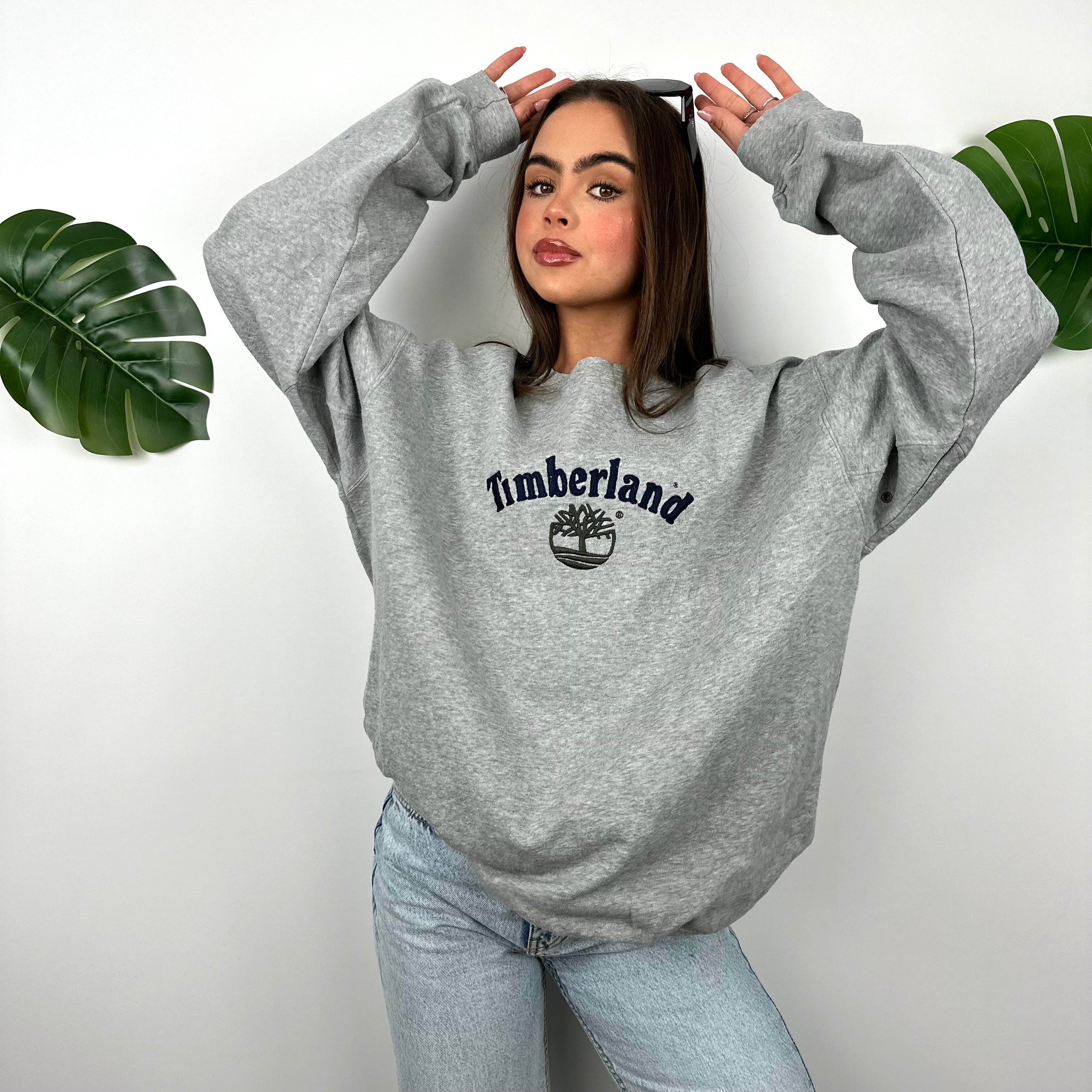 Timberland Grey Embroidered Spell Out Sweatshirt (L) - Image 6