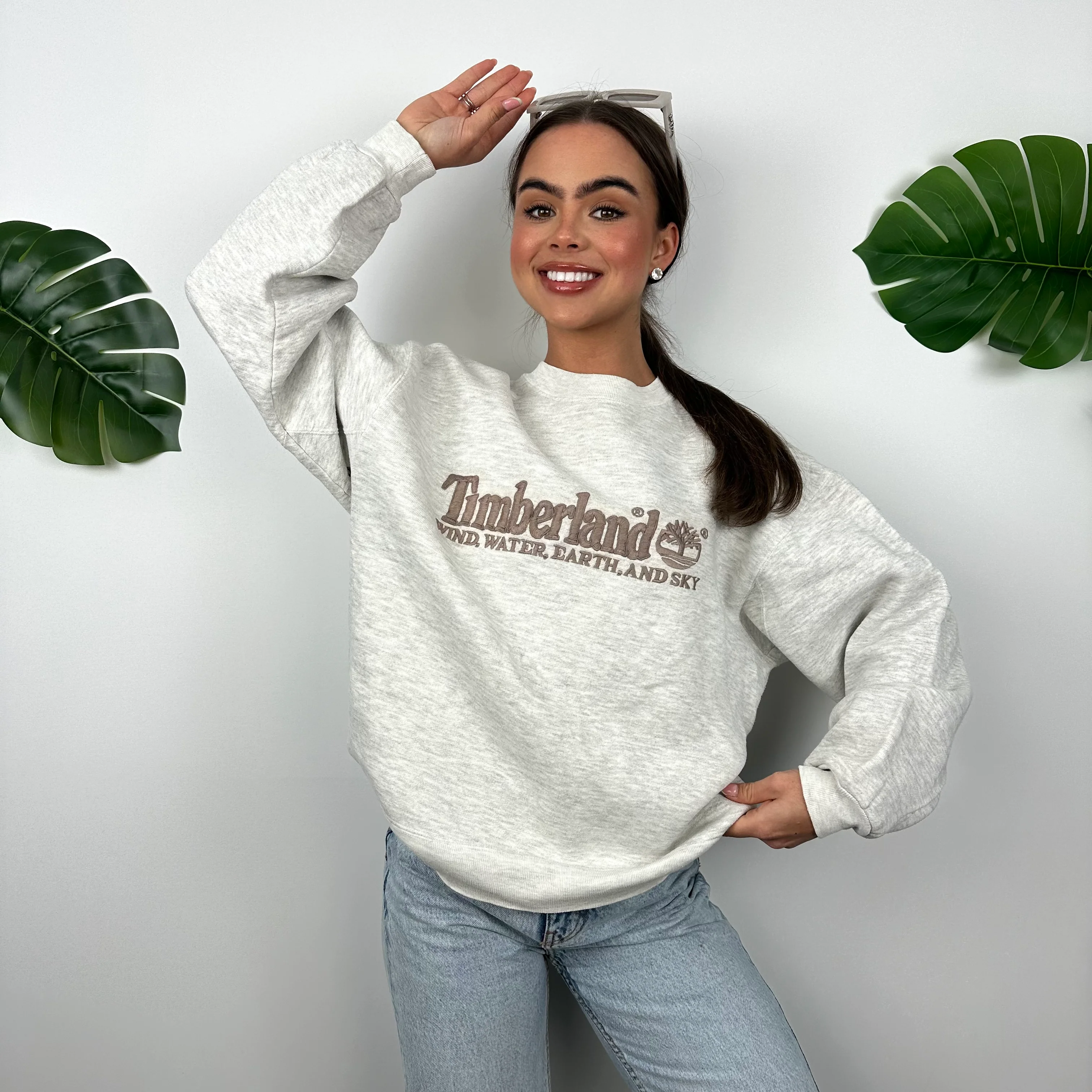 Timberland Grey Embroidered Spell Out Sweatshirt (S) - Image 3