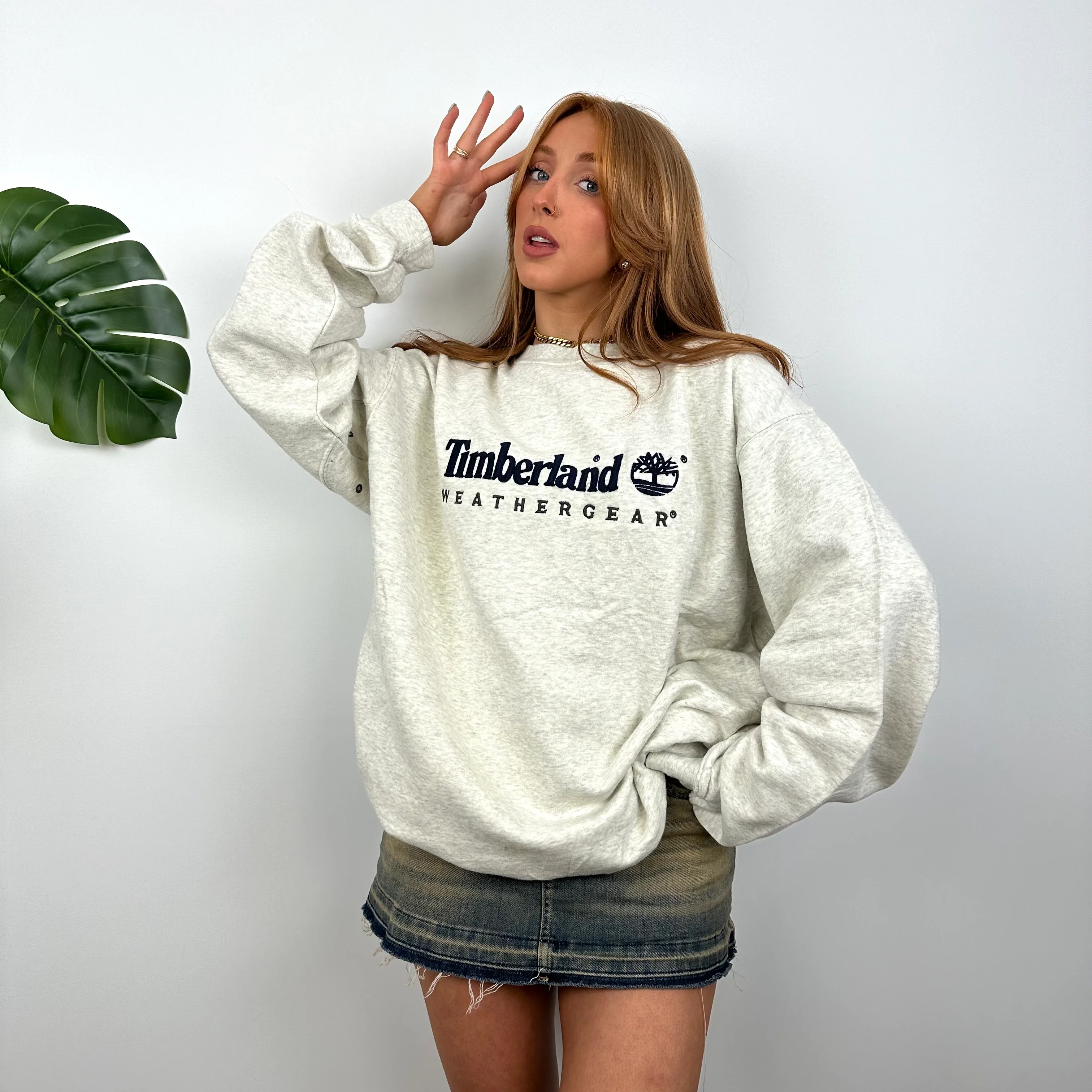 Timberland Grey Embroidered Spell Out Sweatshirt (L) - Image 2