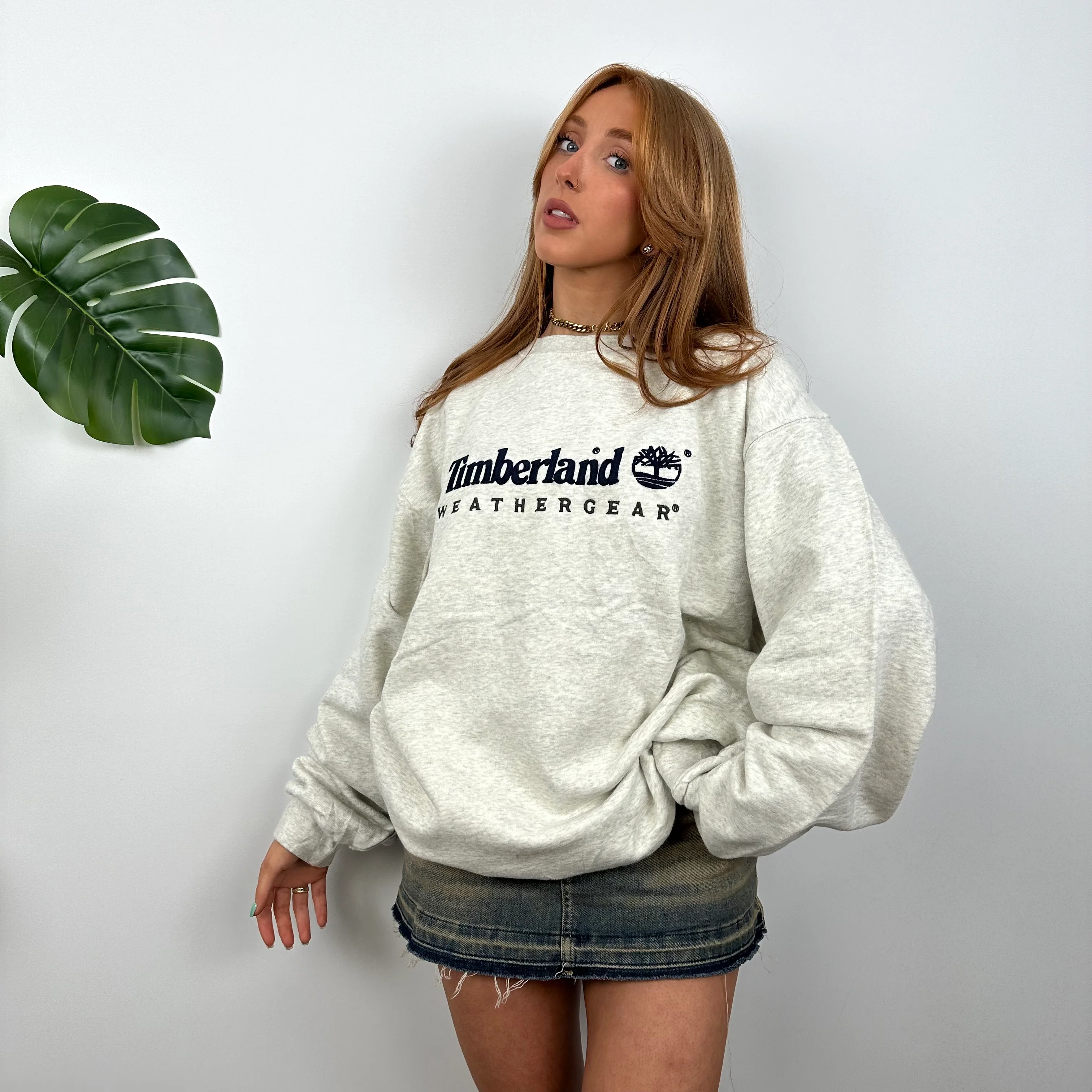 Timberland Grey Embroidered Spell Out Sweatshirt (L) - Image 3