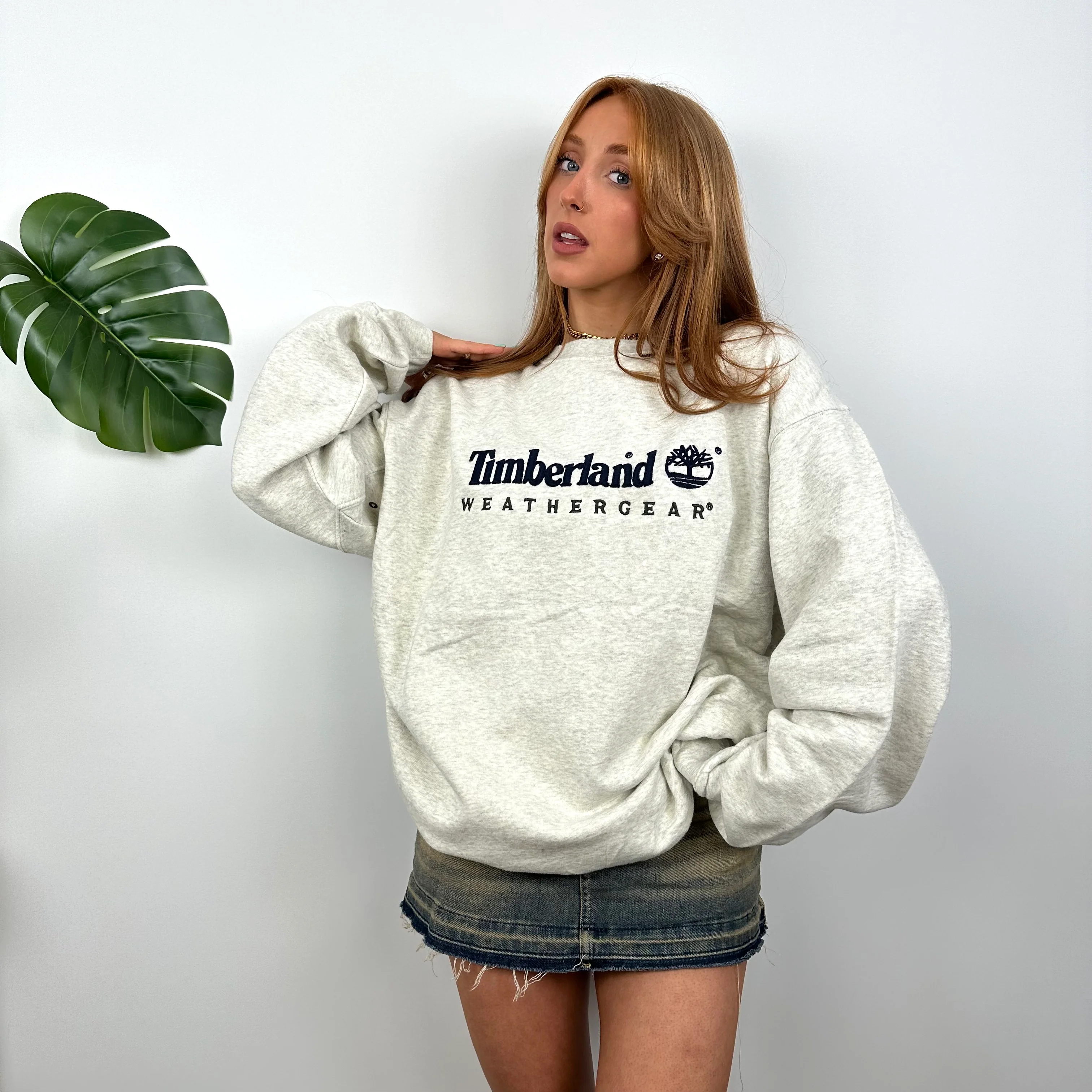 Timberland Grey Embroidered Spell Out Sweatshirt (L) - Image 5