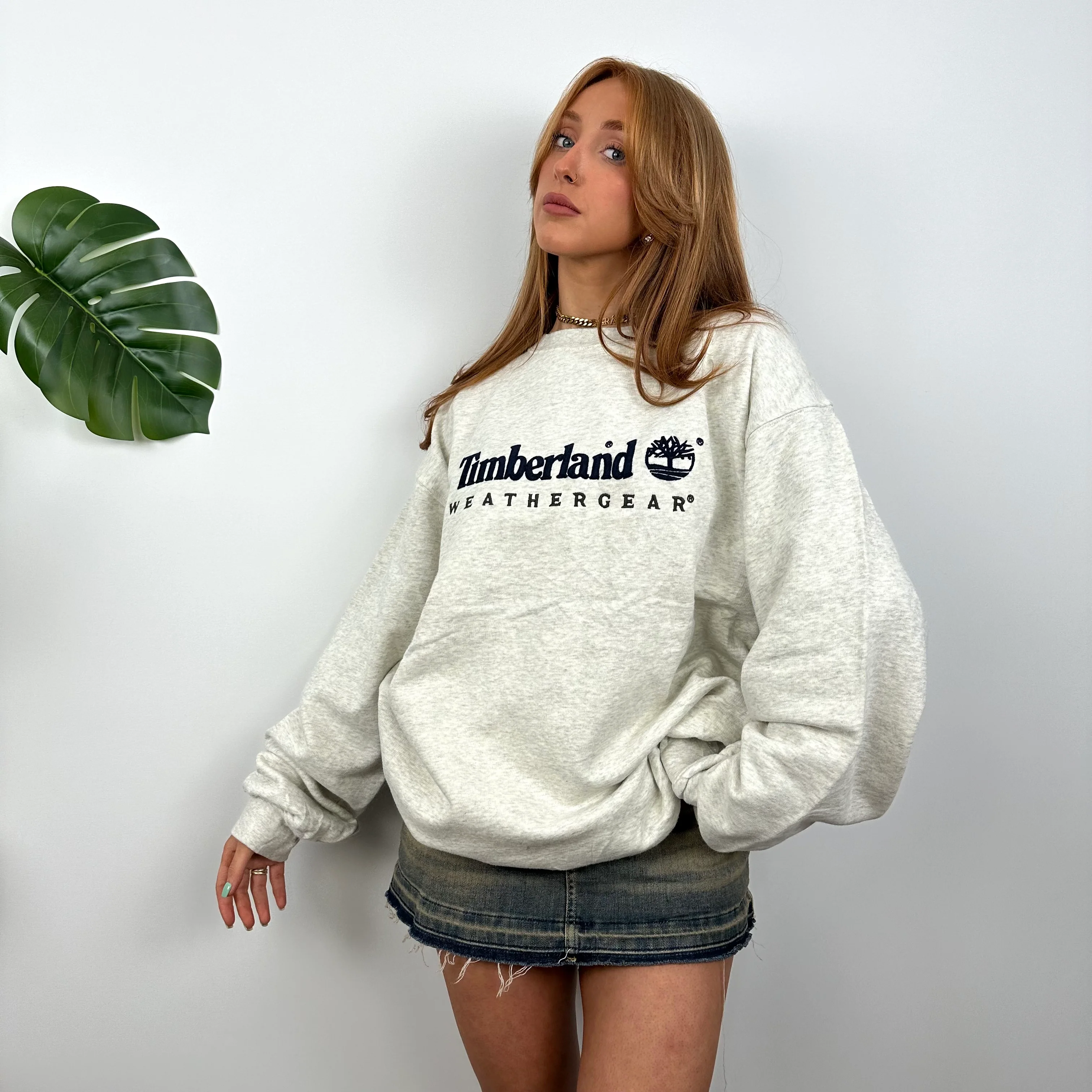 Timberland Grey Embroidered Spell Out Sweatshirt (L) - Image 6