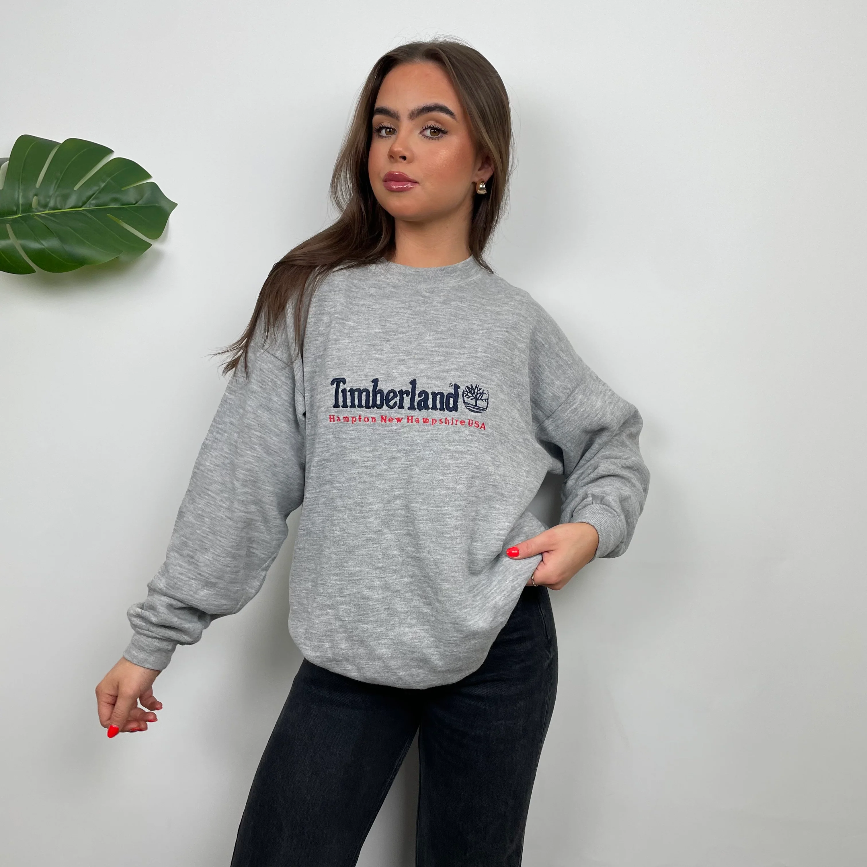 Timberland Grey Embroidered Spell Out Sweatshirt (M) - Image 3