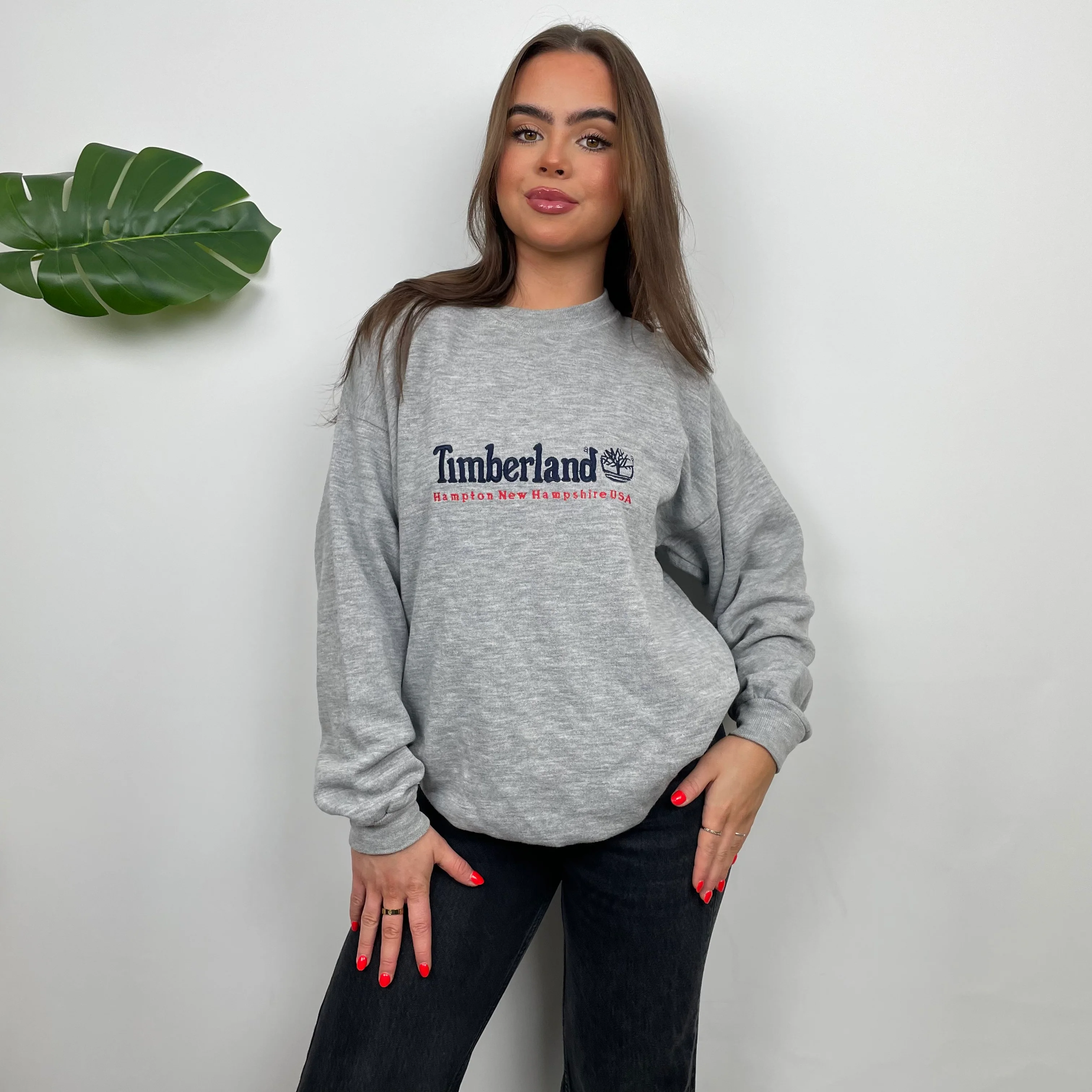 Timberland Grey Embroidered Spell Out Sweatshirt (M) - Image 4