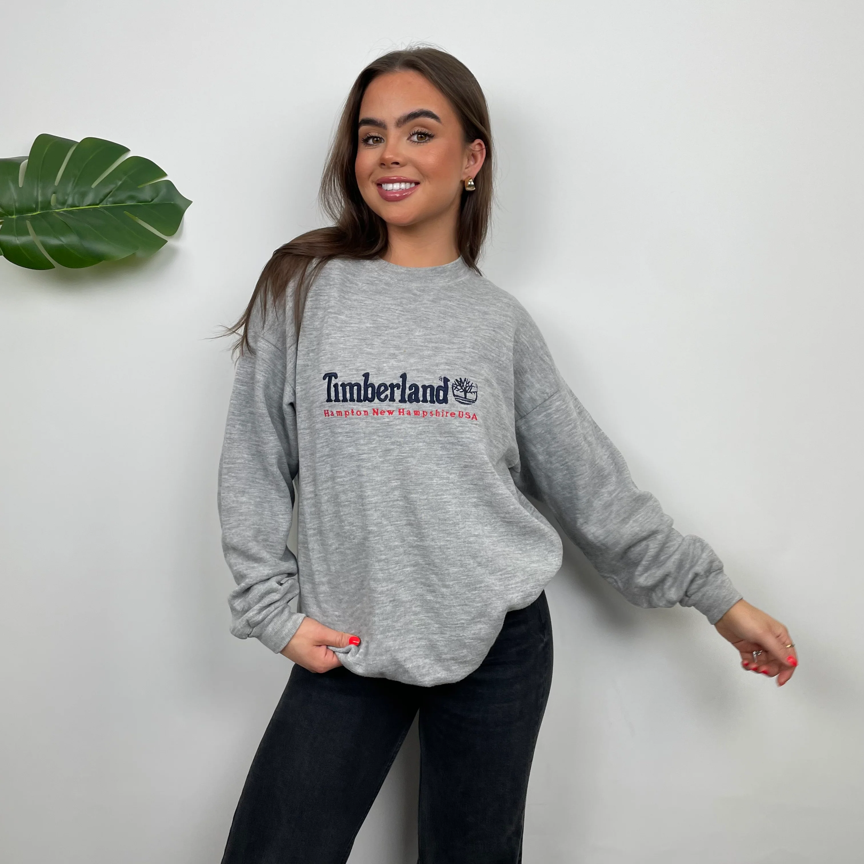 Timberland Grey Embroidered Spell Out Sweatshirt (M) - Image 8