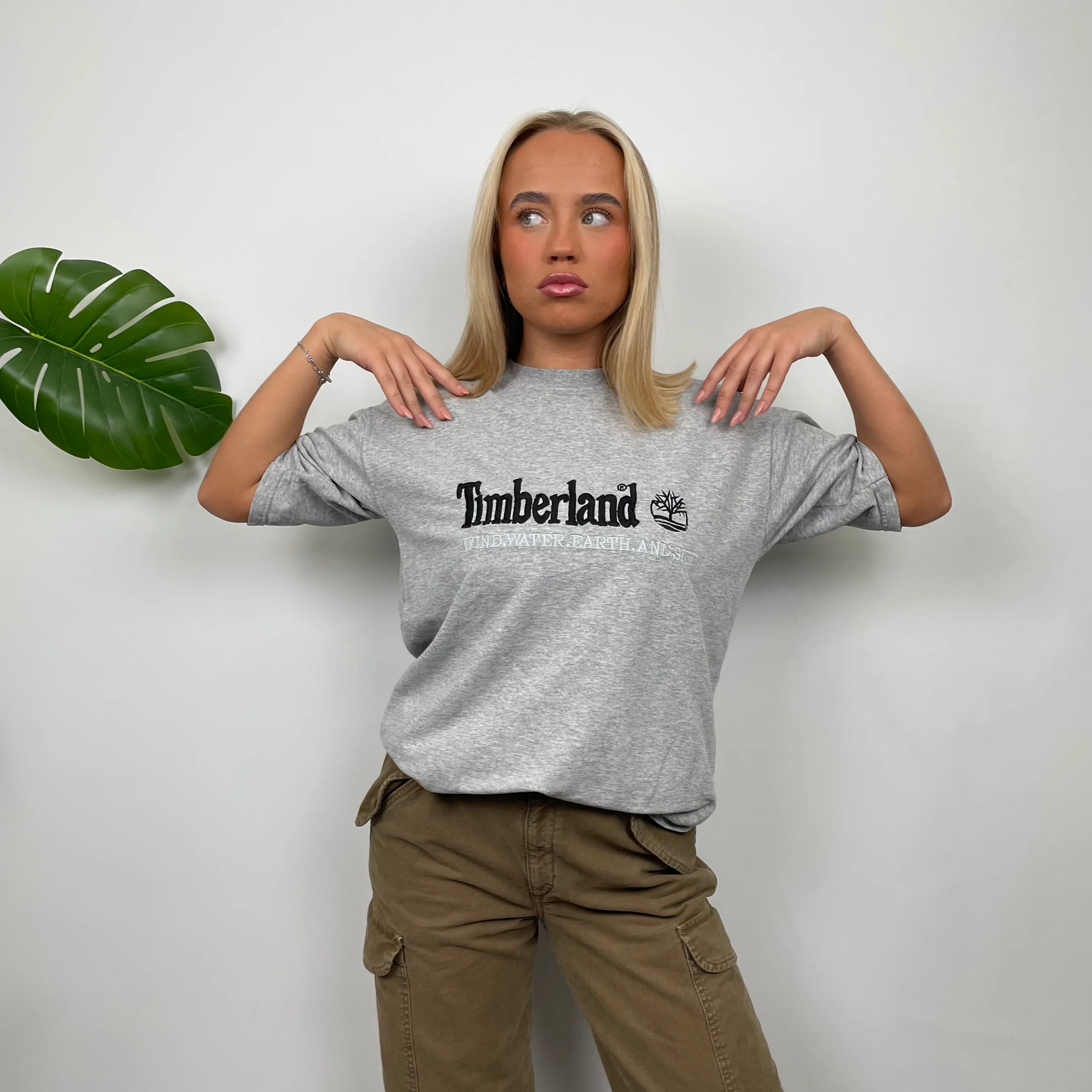 Timberland Grey Spell Out T Shirt (S) - Image 3