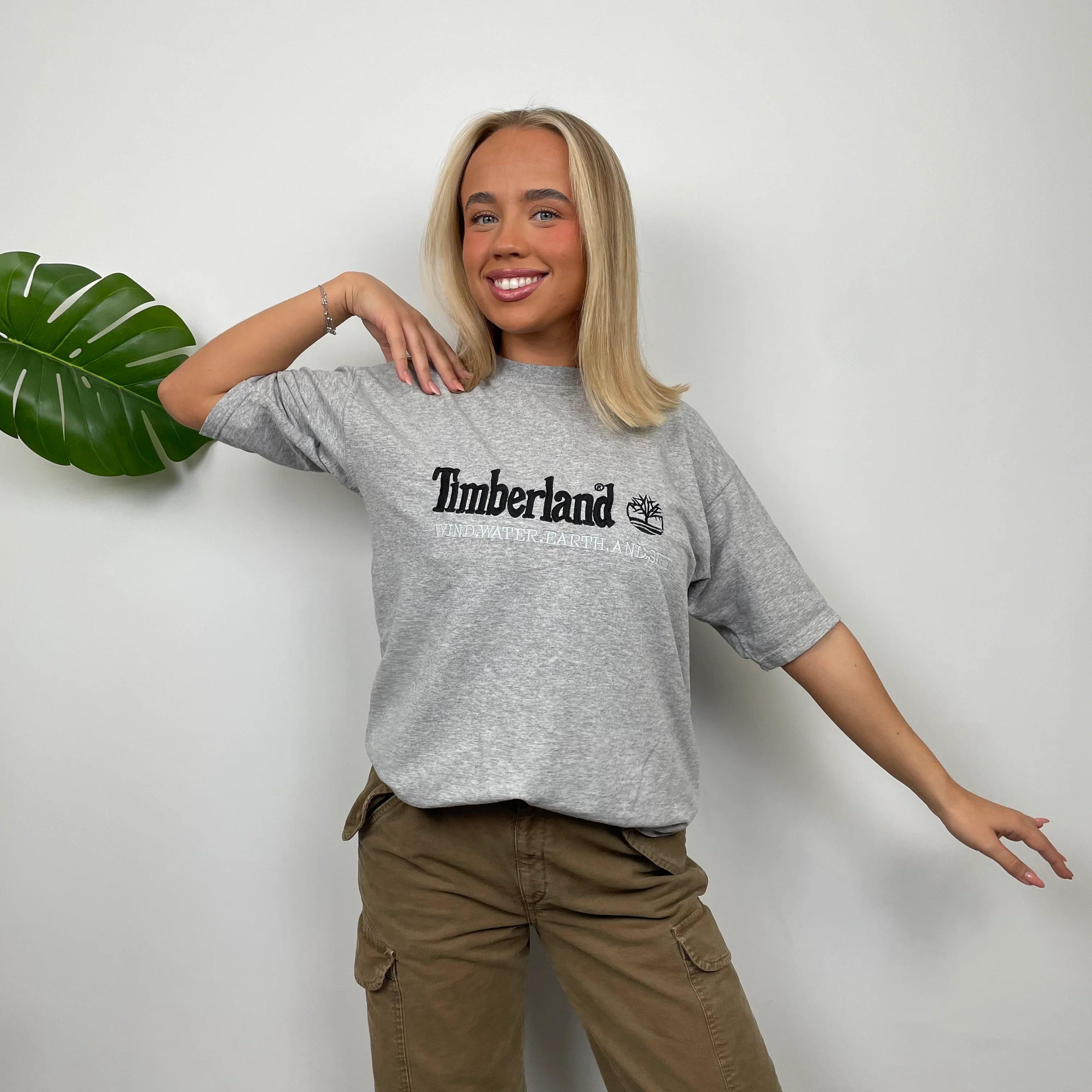 Timberland Grey Spell Out T Shirt (S) - Image 4