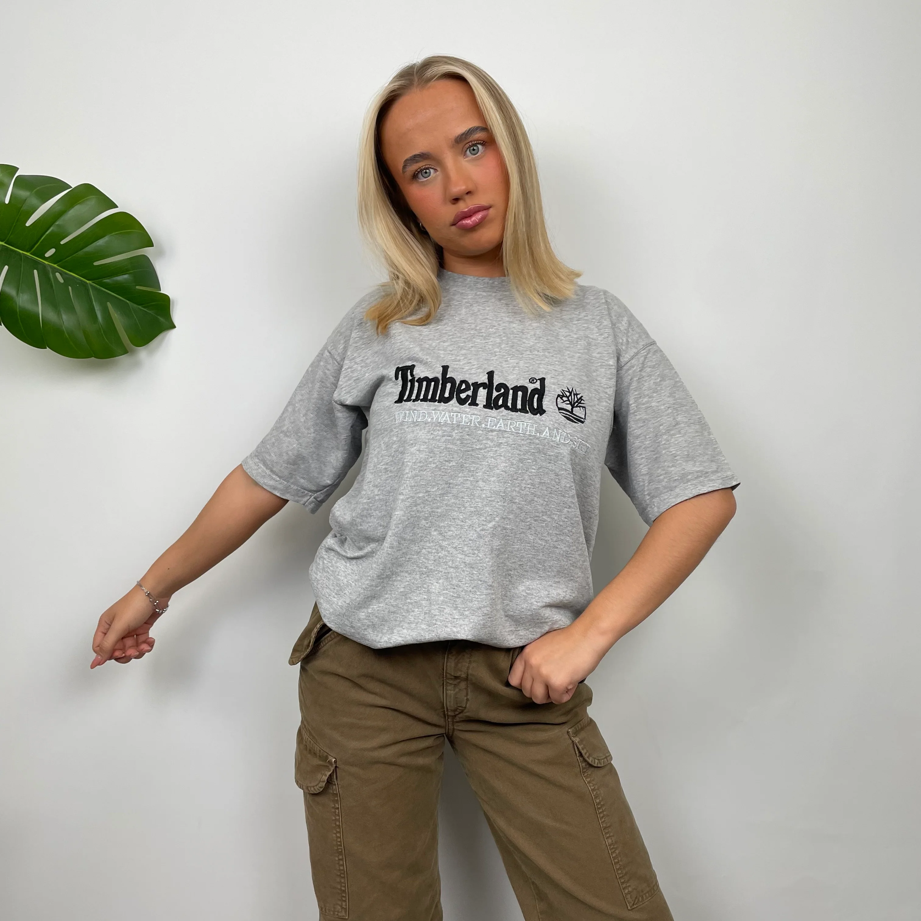 Timberland Grey Spell Out T Shirt (S) - Image 5