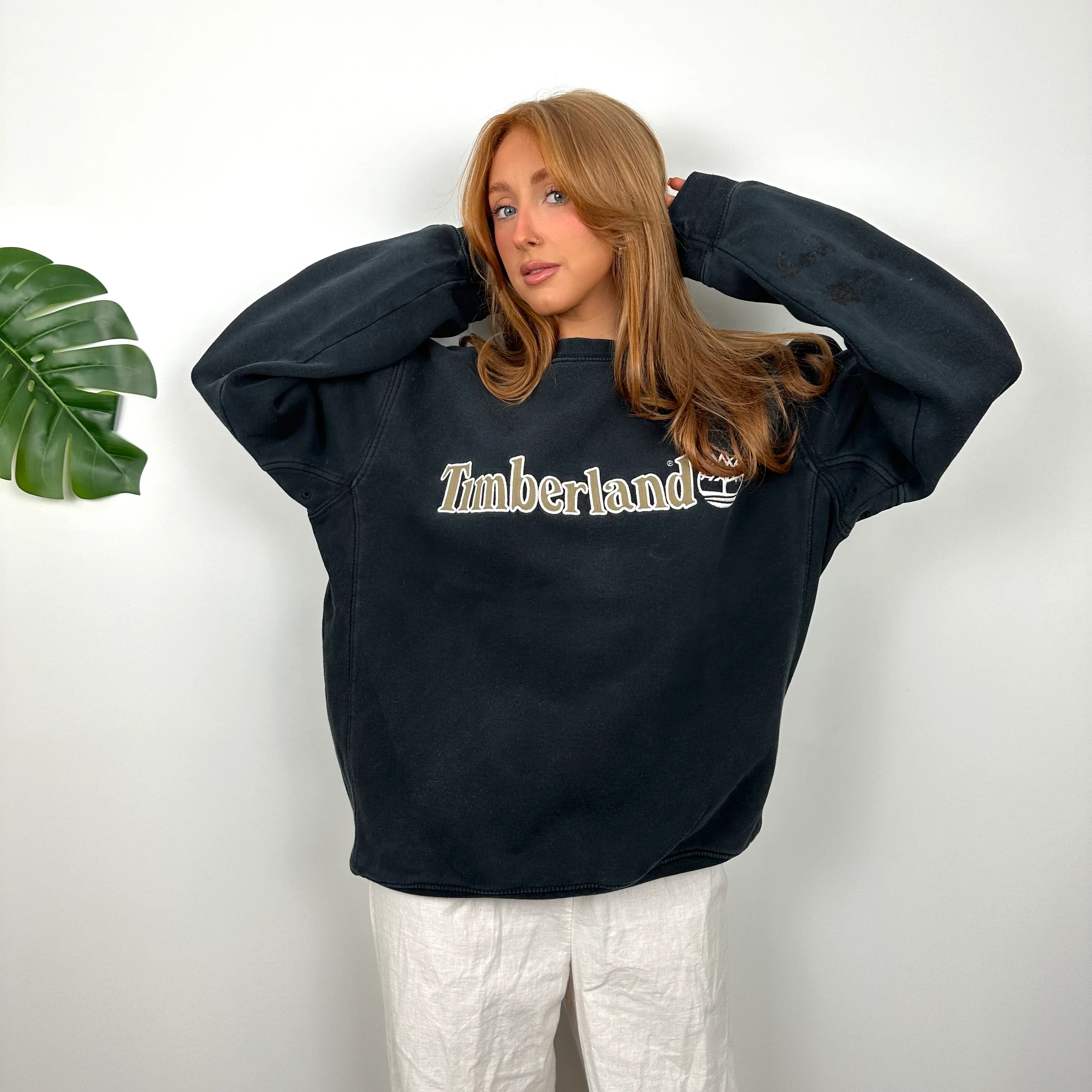 Timberland Black Embroidered Spell Out Sweatshirt (M) - Image 2
