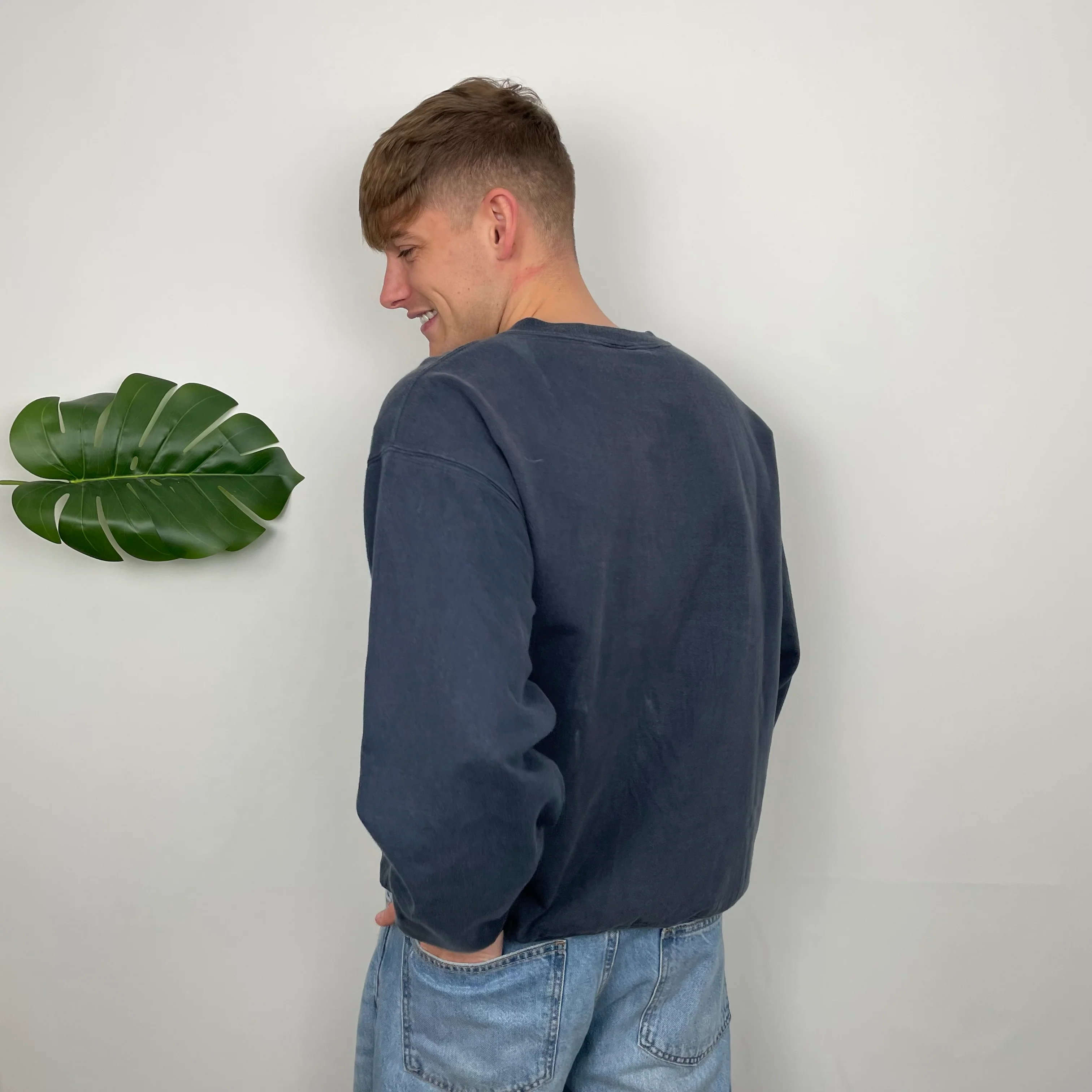 Timberland Navy Embroidered Spell Out Sweatshirt (L) - Image 5