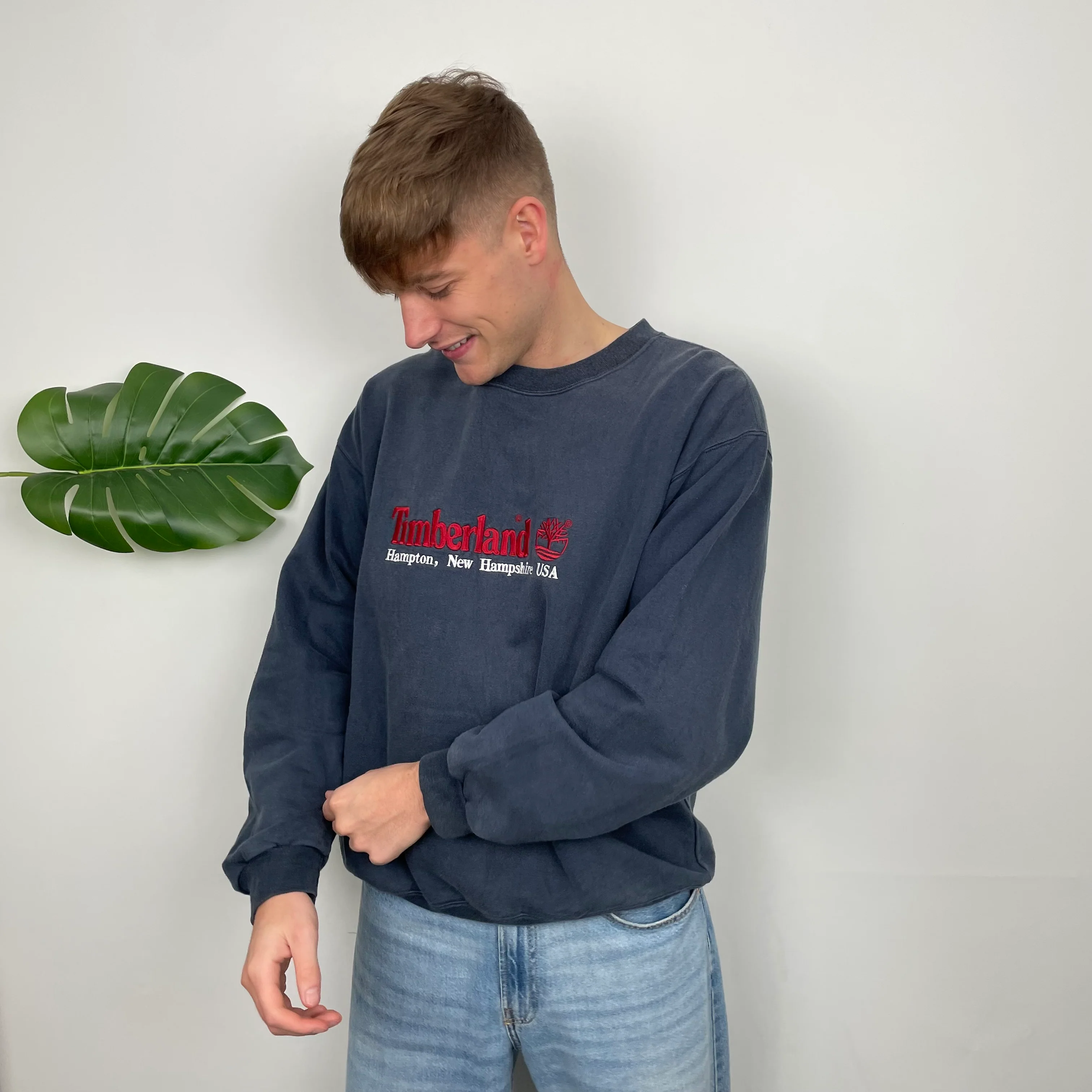 Timberland Navy Embroidered Spell Out Sweatshirt (L) - Image 6