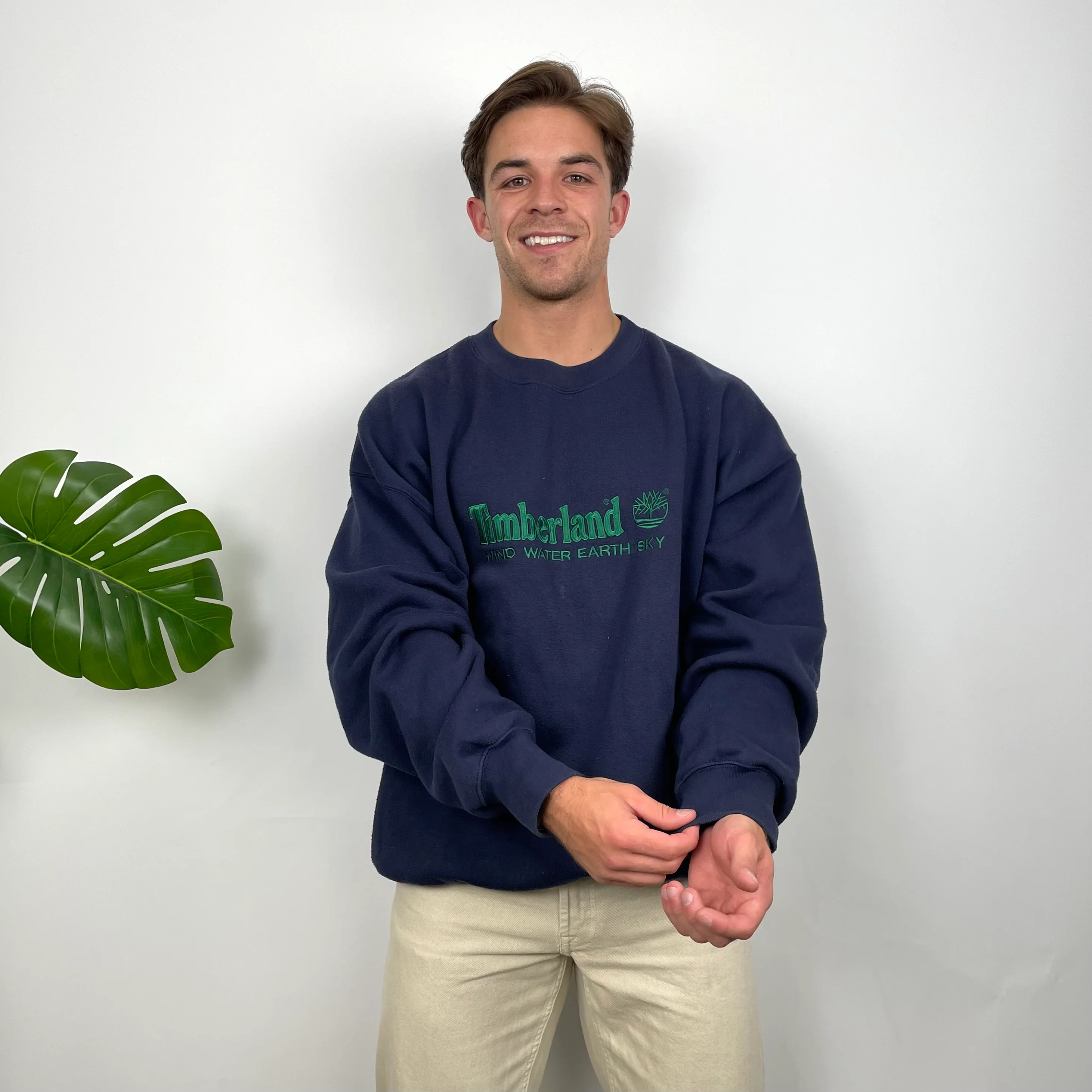Timberland Navy Embroidered Spell Out Sweatshirt (L) - Image 3