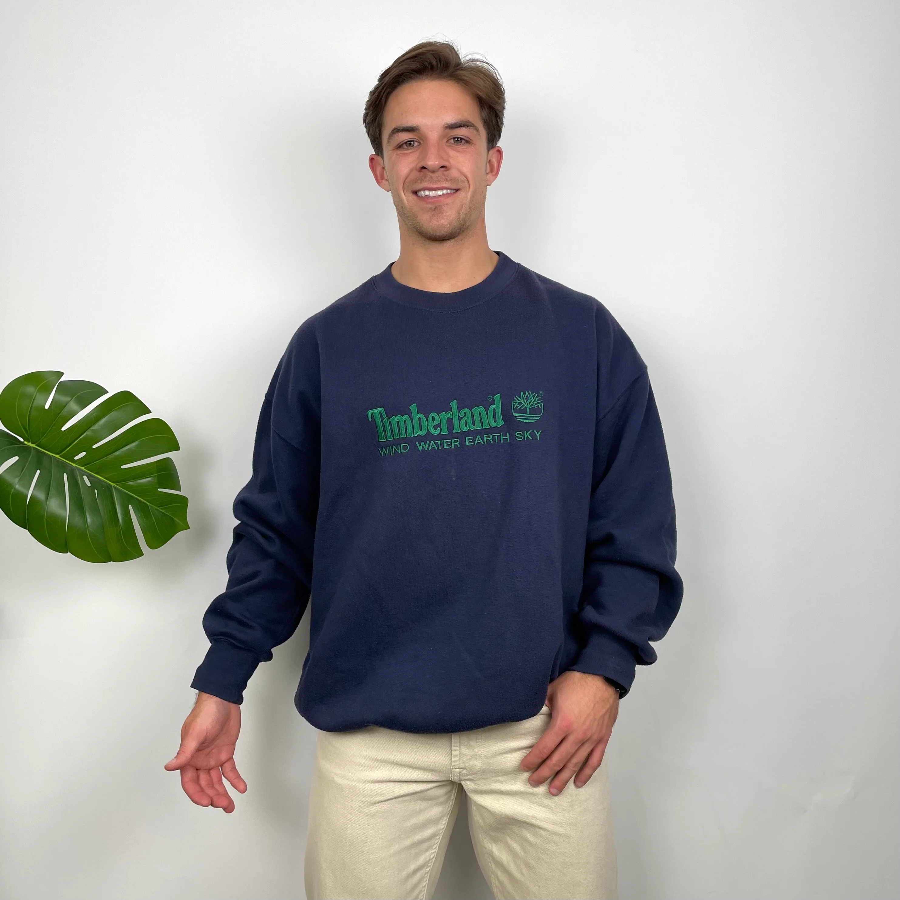 Timberland Navy Embroidered Spell Out Sweatshirt (L) - Image 4