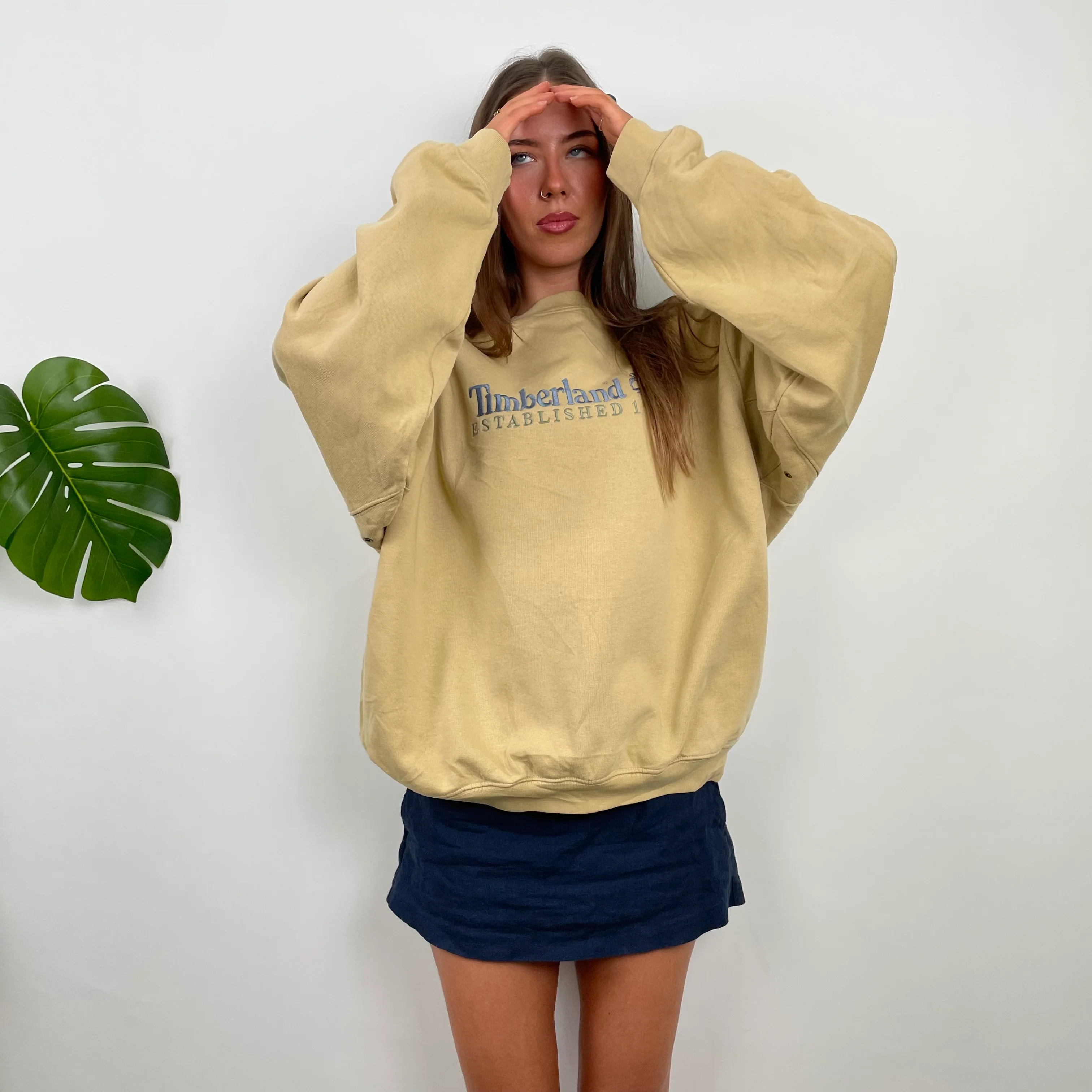 Timberland RARE Beige Embroidered Spell Out Sweatshirt  (L) - Image 5