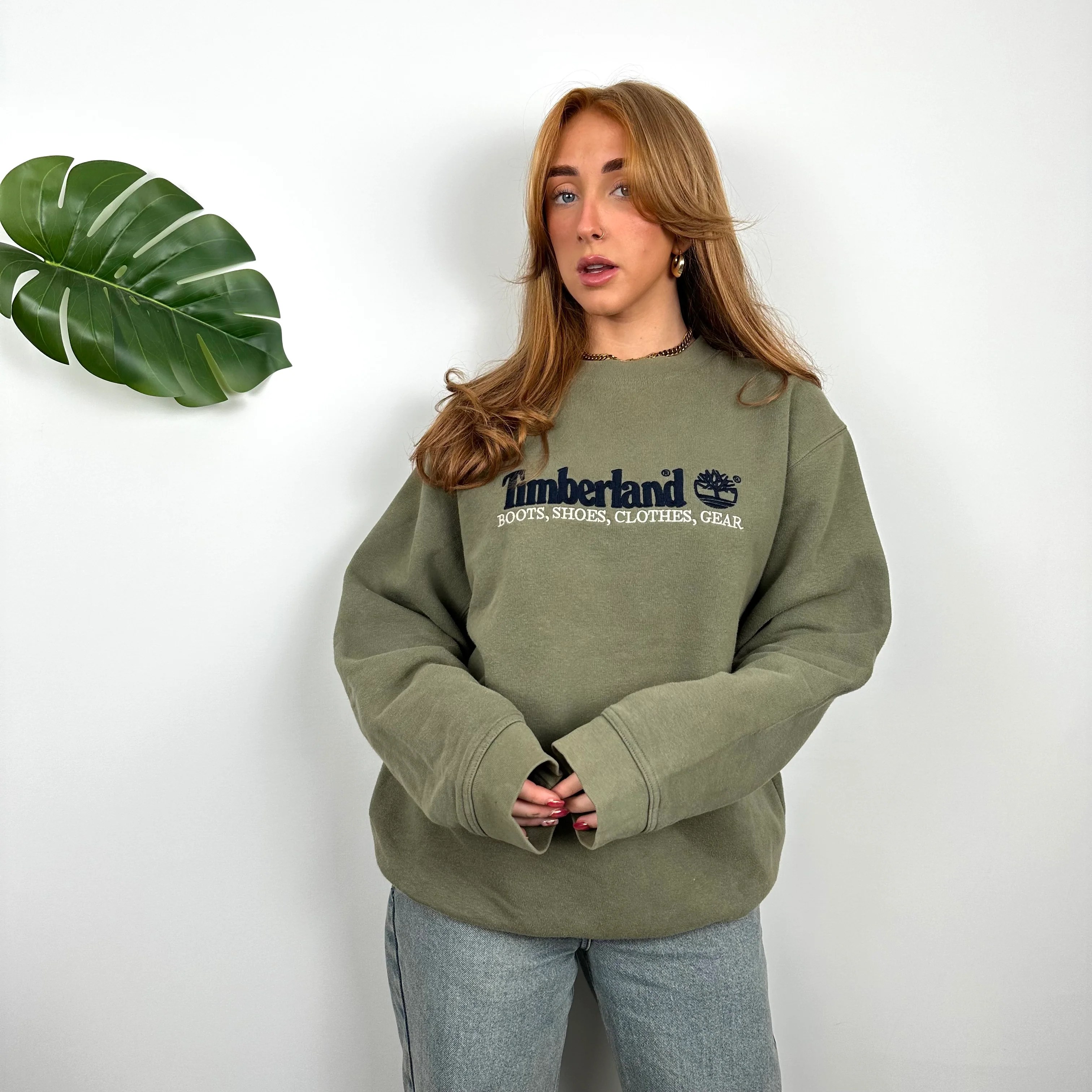 Timberland Green Embroidered Spell Out Sweatshirt (L) - Image 3