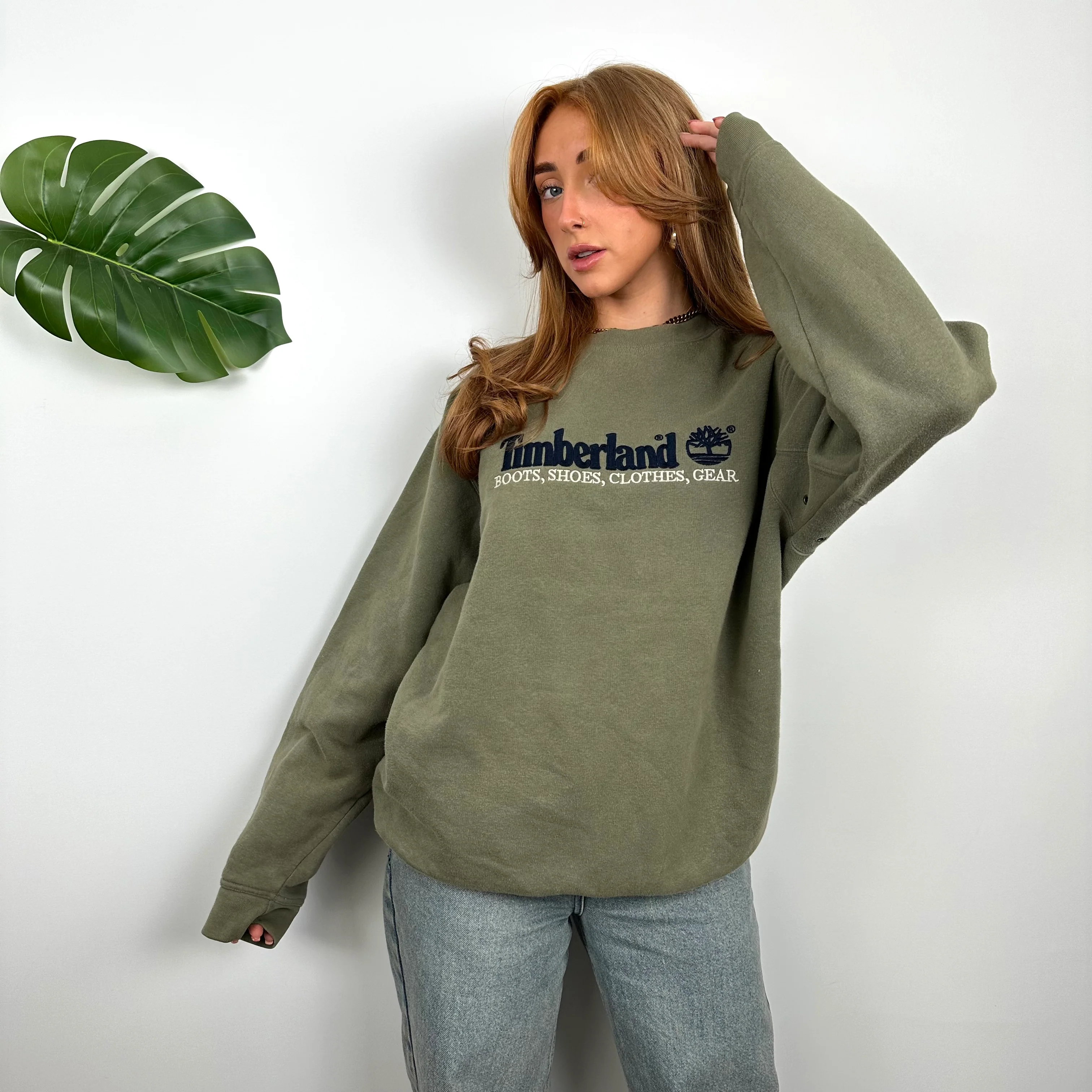 Timberland Green Embroidered Spell Out Sweatshirt (L) - Image 5