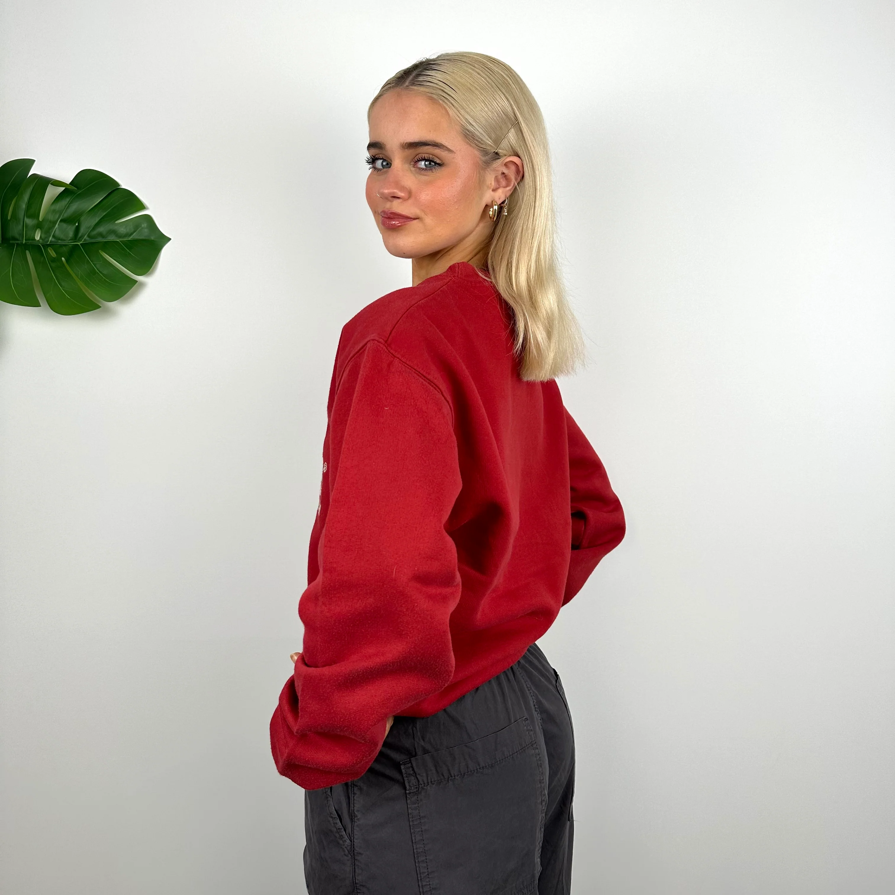 Timberland Red Embroidered Spell Out Sweatshirt (M) - Image 5