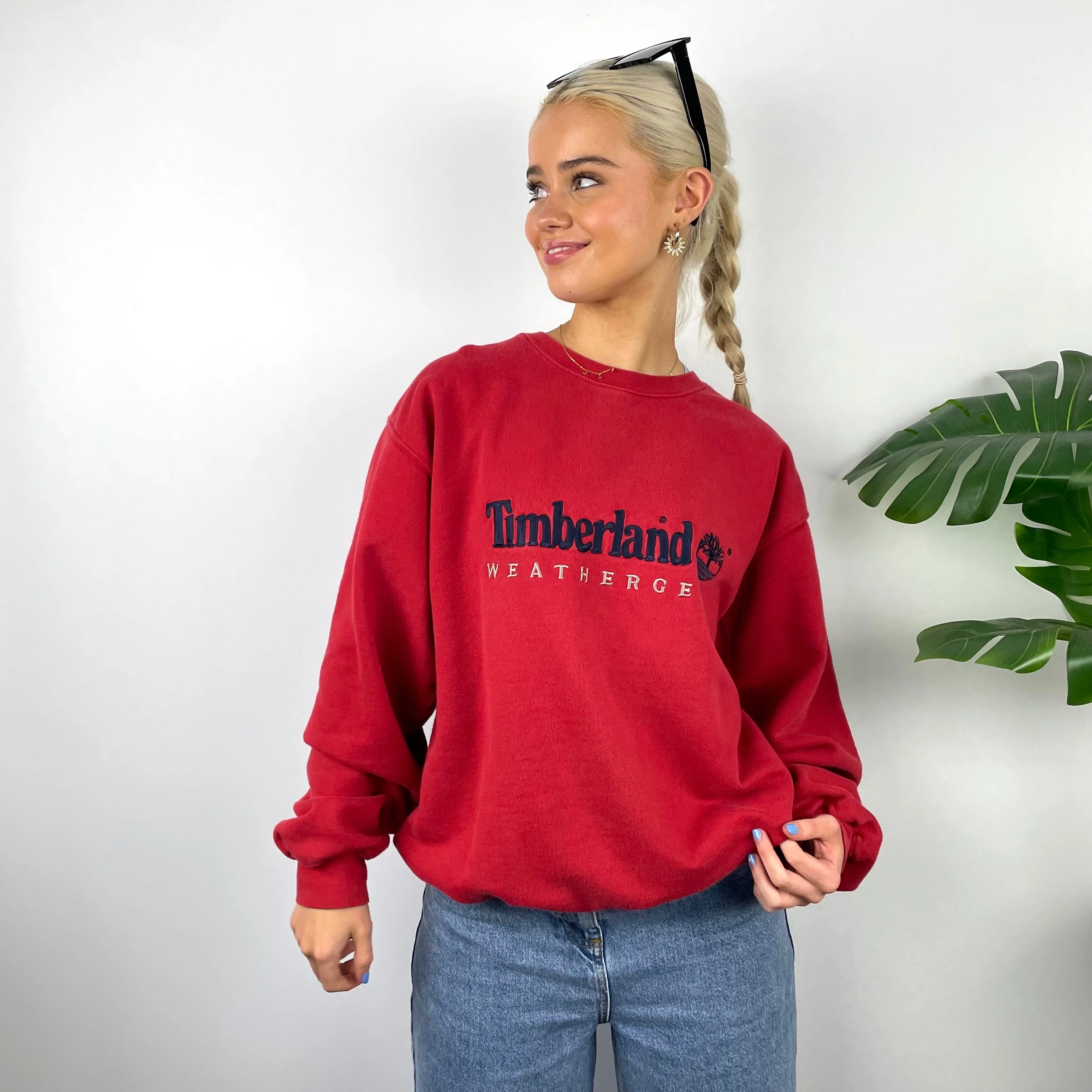 Timberland Red Embroidered Spell Out Sweatshirt (M) - Image 2