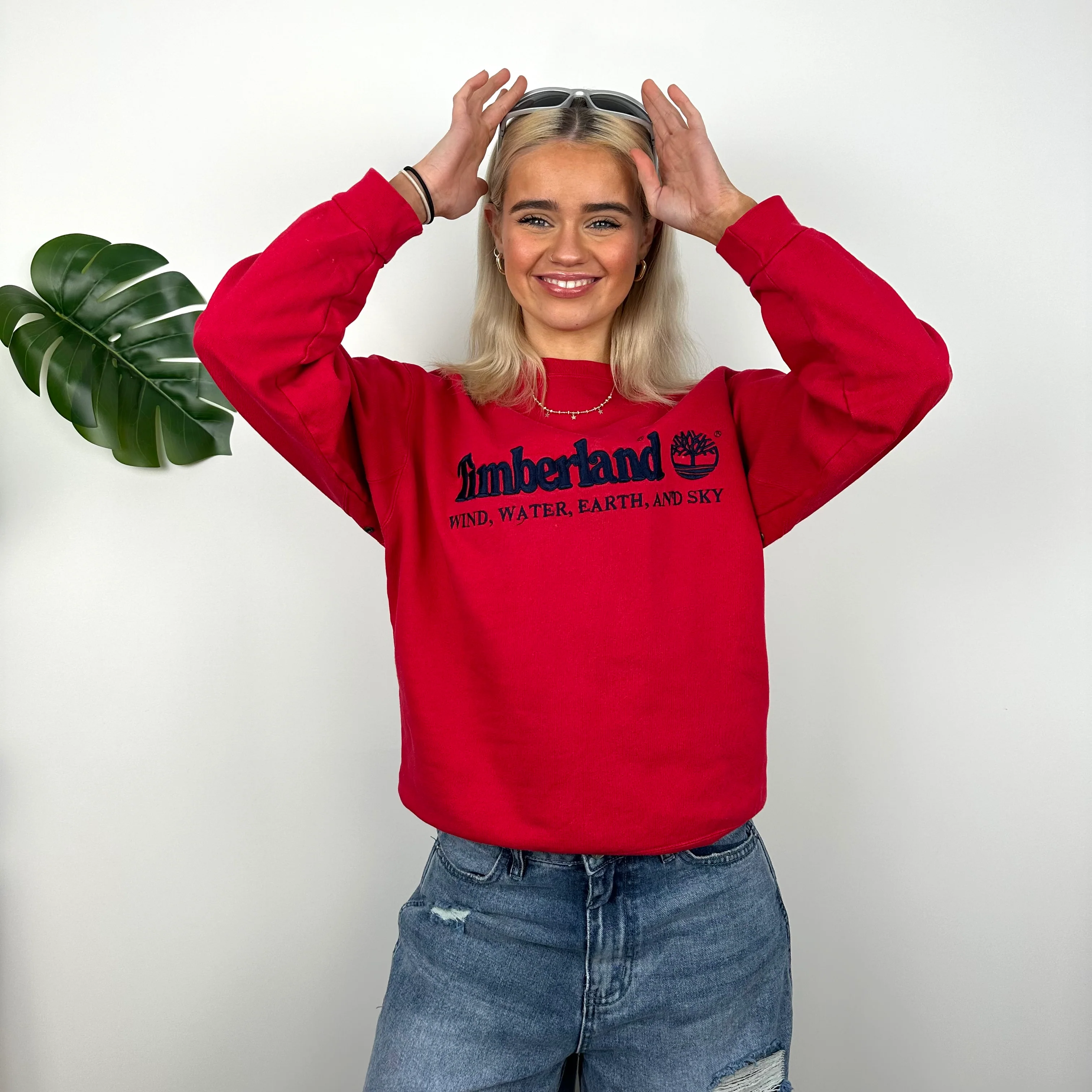 Timberland Red Embroidered Spell Out Sweatshirt (S) - Image 2