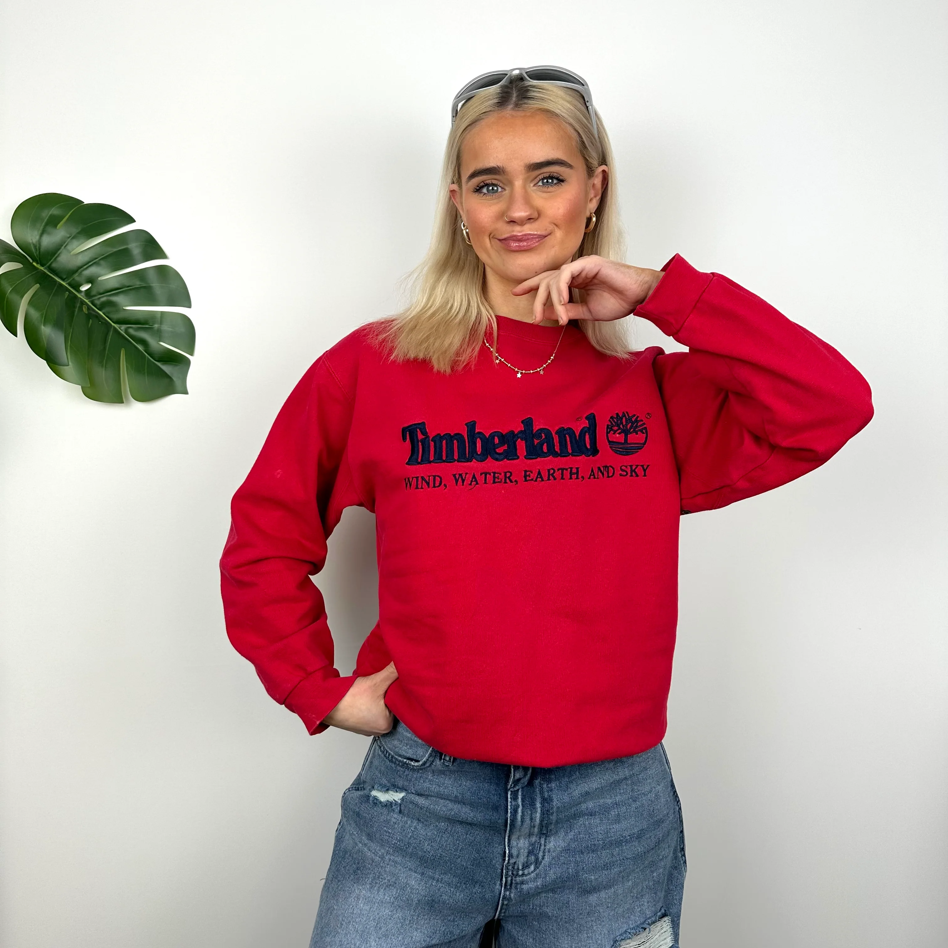 Timberland Red Embroidered Spell Out Sweatshirt (S) - Image 3