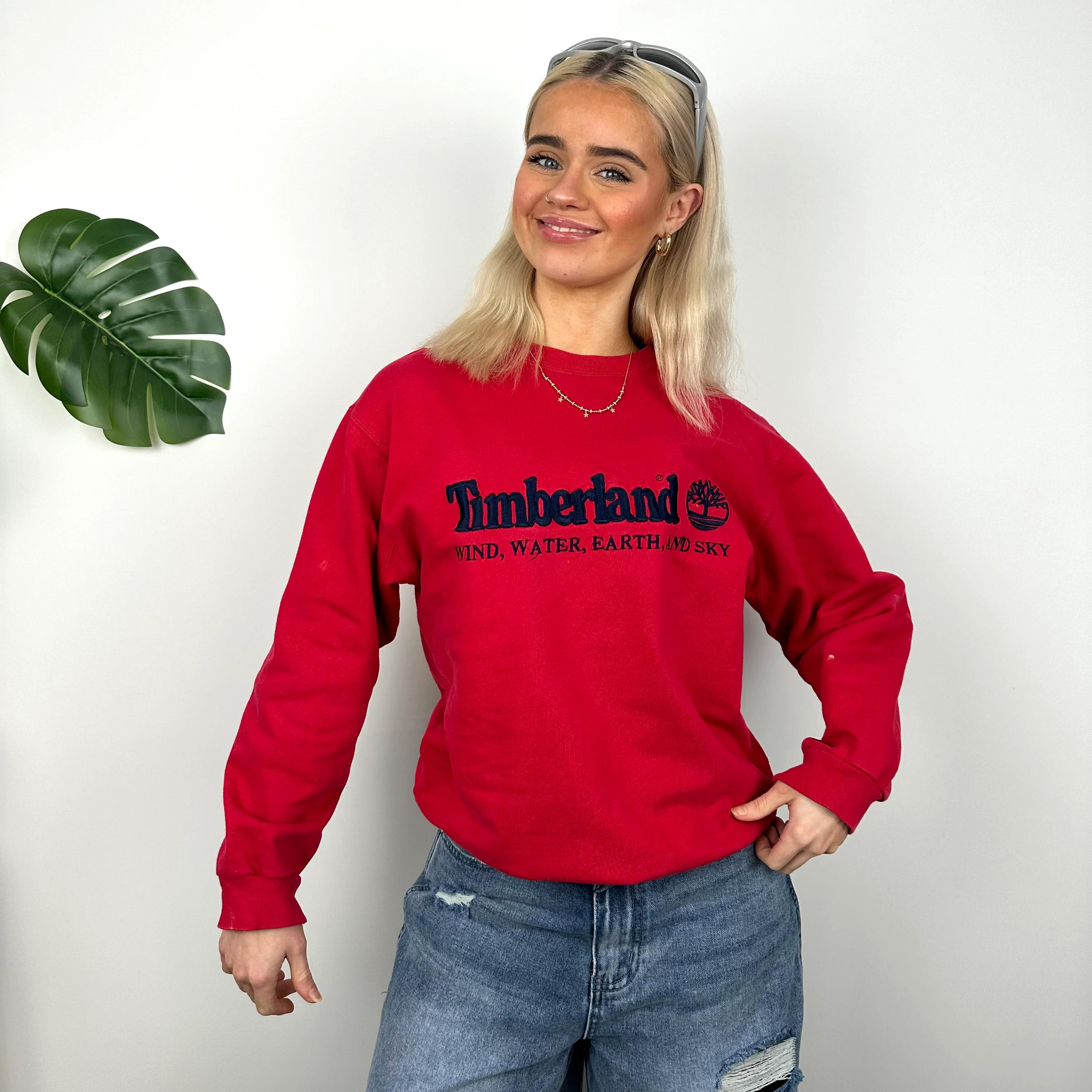 Timberland Red Embroidered Spell Out Sweatshirt (S) - Image 4