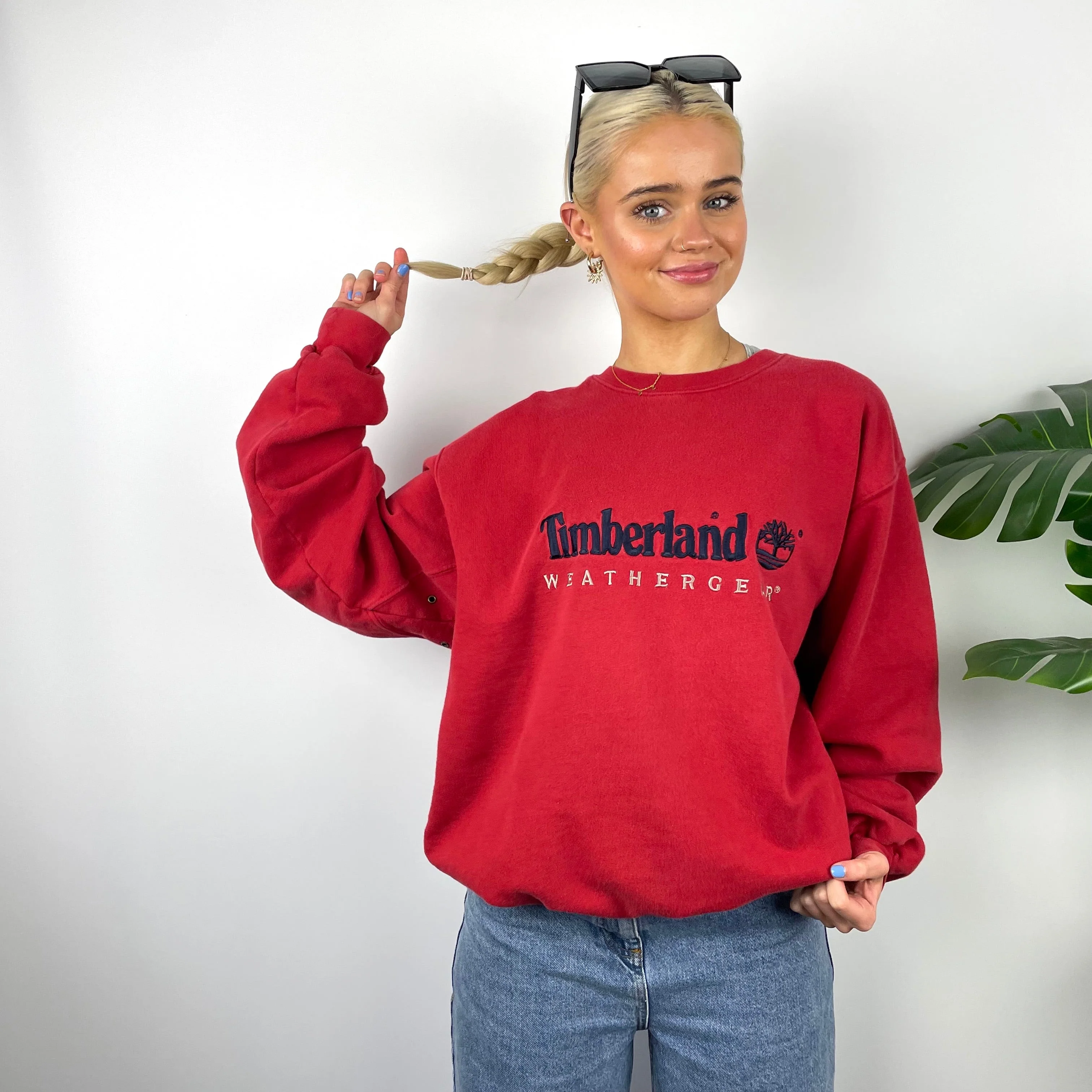 Timberland Red Embroidered Spell Out Sweatshirt (M) - Image 3