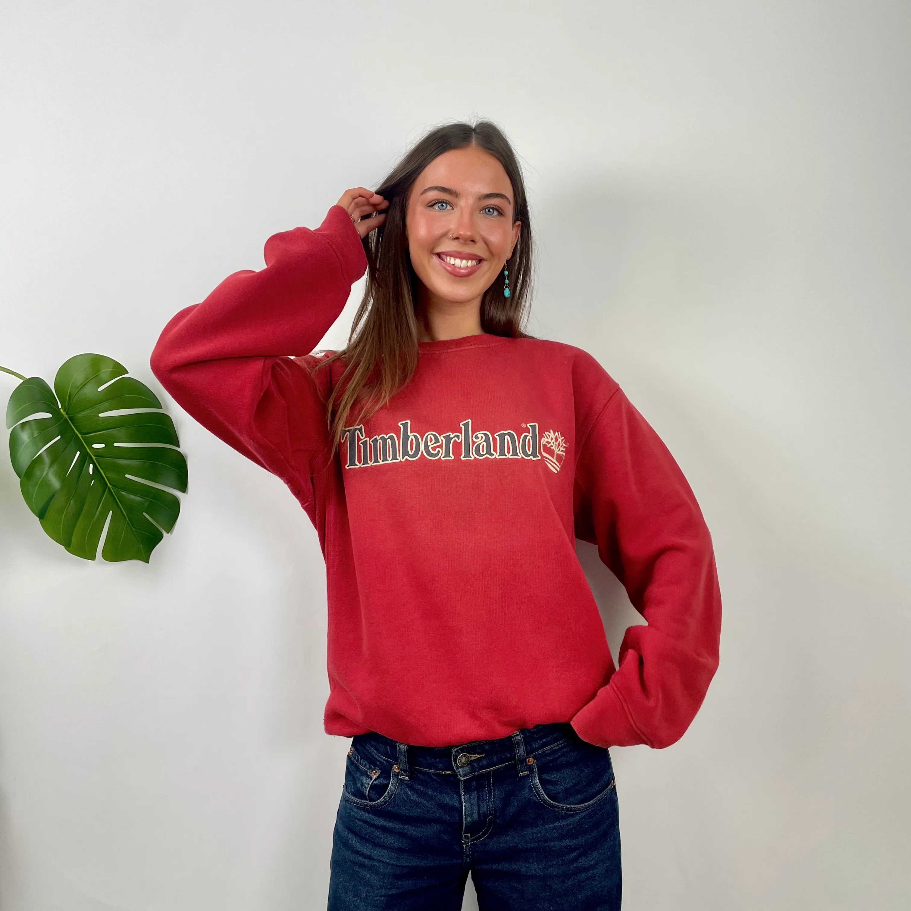Timberland Red Embroidered Spell Out Sweatshirt - Image 2