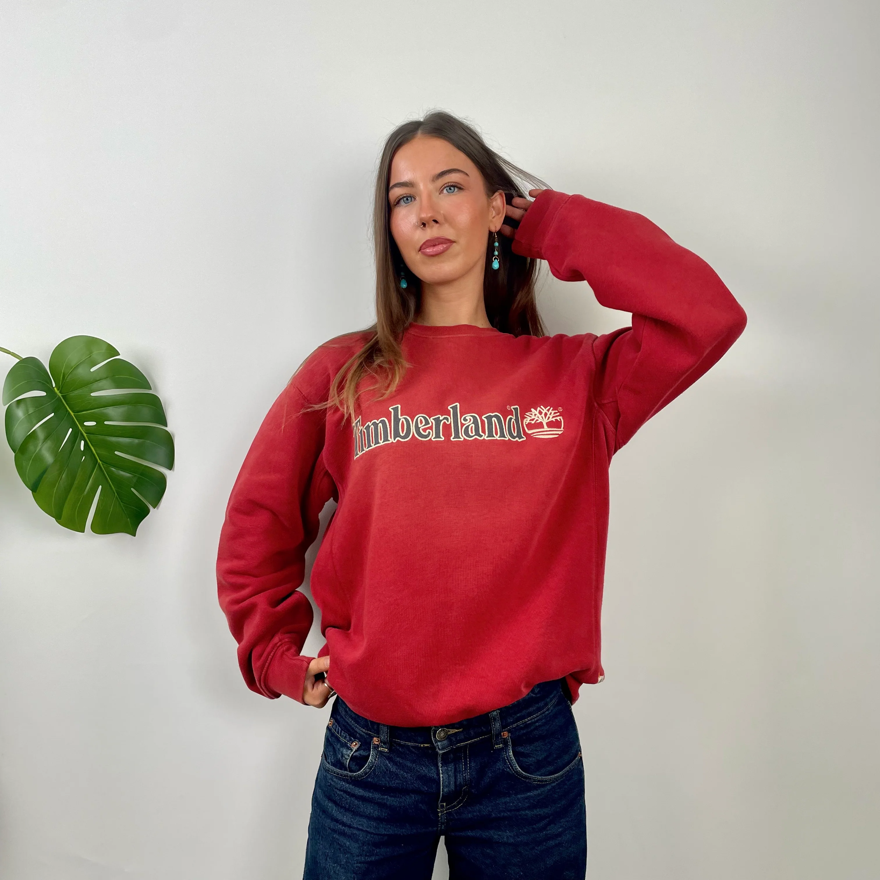 Timberland Red Embroidered Spell Out Sweatshirt - Image 3