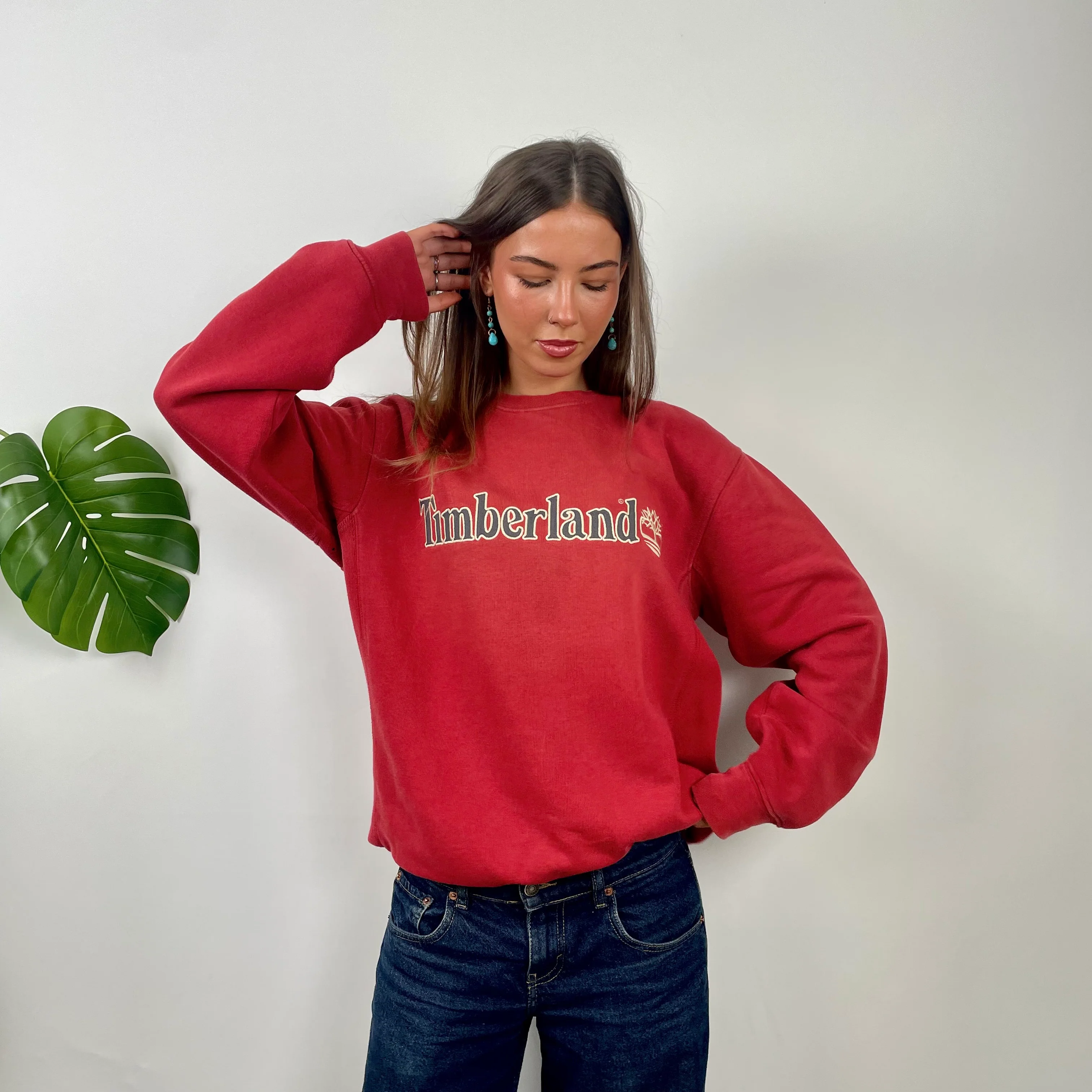 Timberland Red Embroidered Spell Out Sweatshirt - Image 4