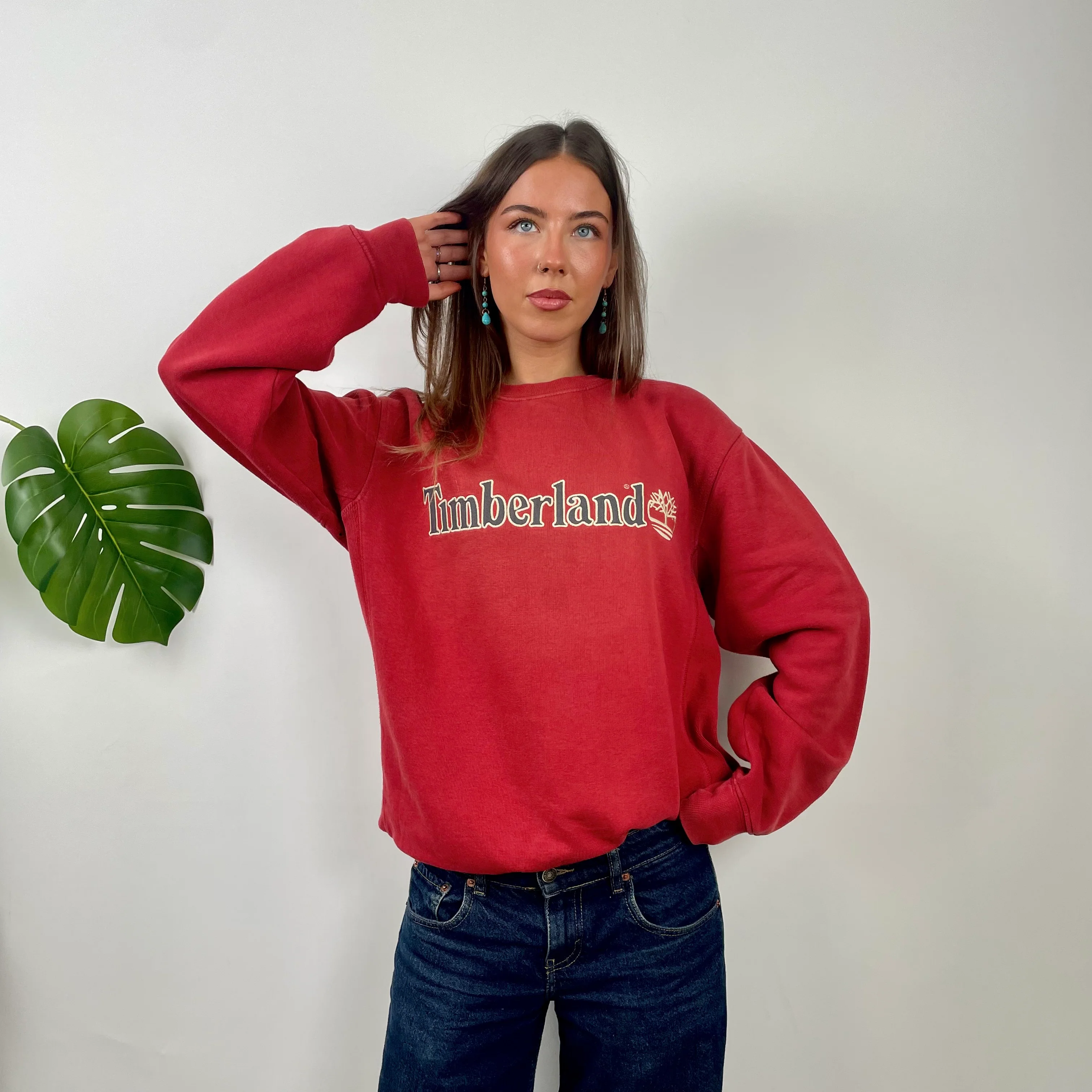 Timberland Red Embroidered Spell Out Sweatshirt - Image 5