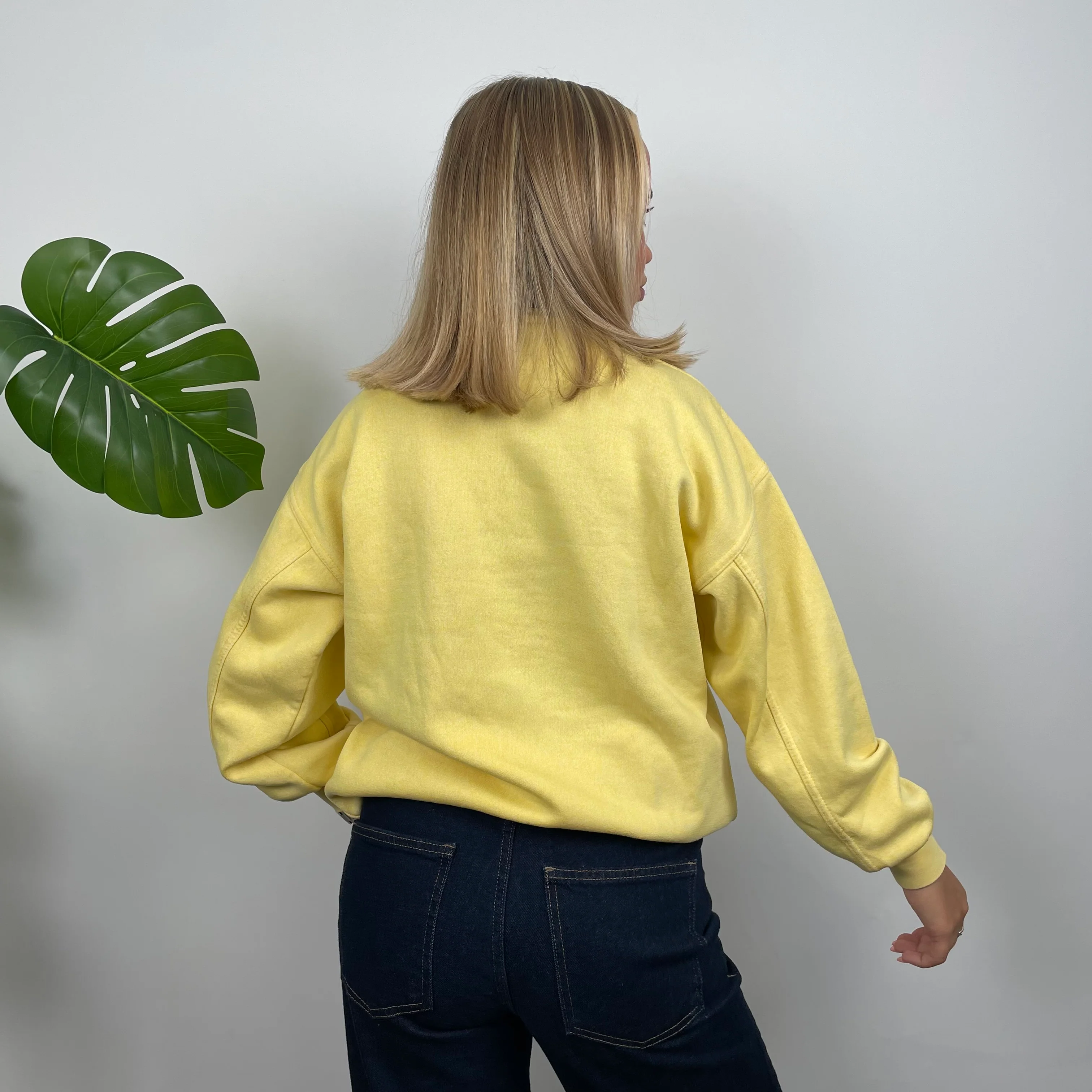 Timberland Yellow Embroidered Spell Out Sweatshirt (M) - Image 4